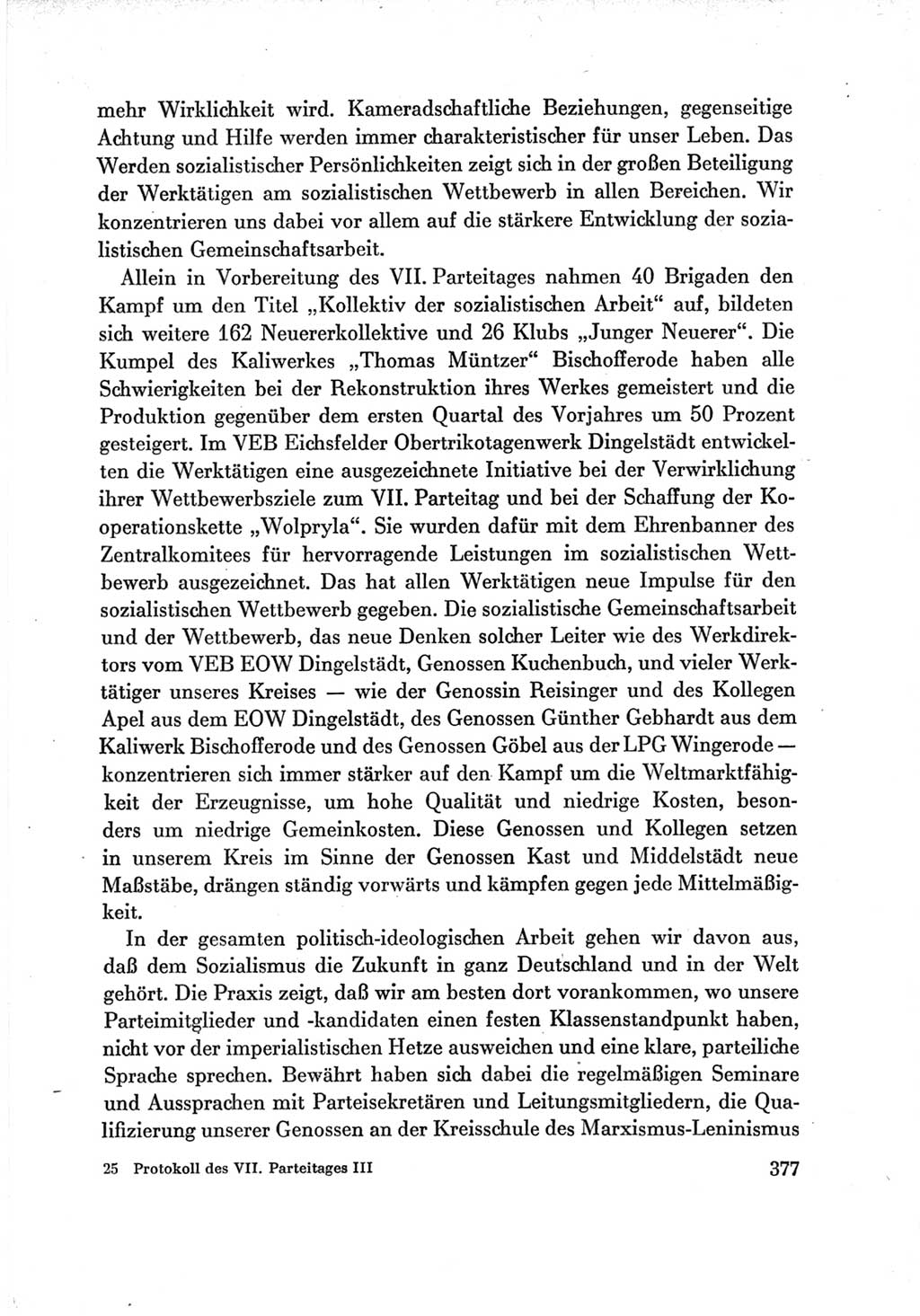 Protokoll der Verhandlungen des Ⅶ. Parteitages der Sozialistischen Einheitspartei Deutschlands (SED) [Deutsche Demokratische Republik (DDR)] 1967, Band Ⅲ, Seite 377 (Prot. Verh. Ⅶ. PT SED DDR 1967, Bd. Ⅲ, S. 377)
