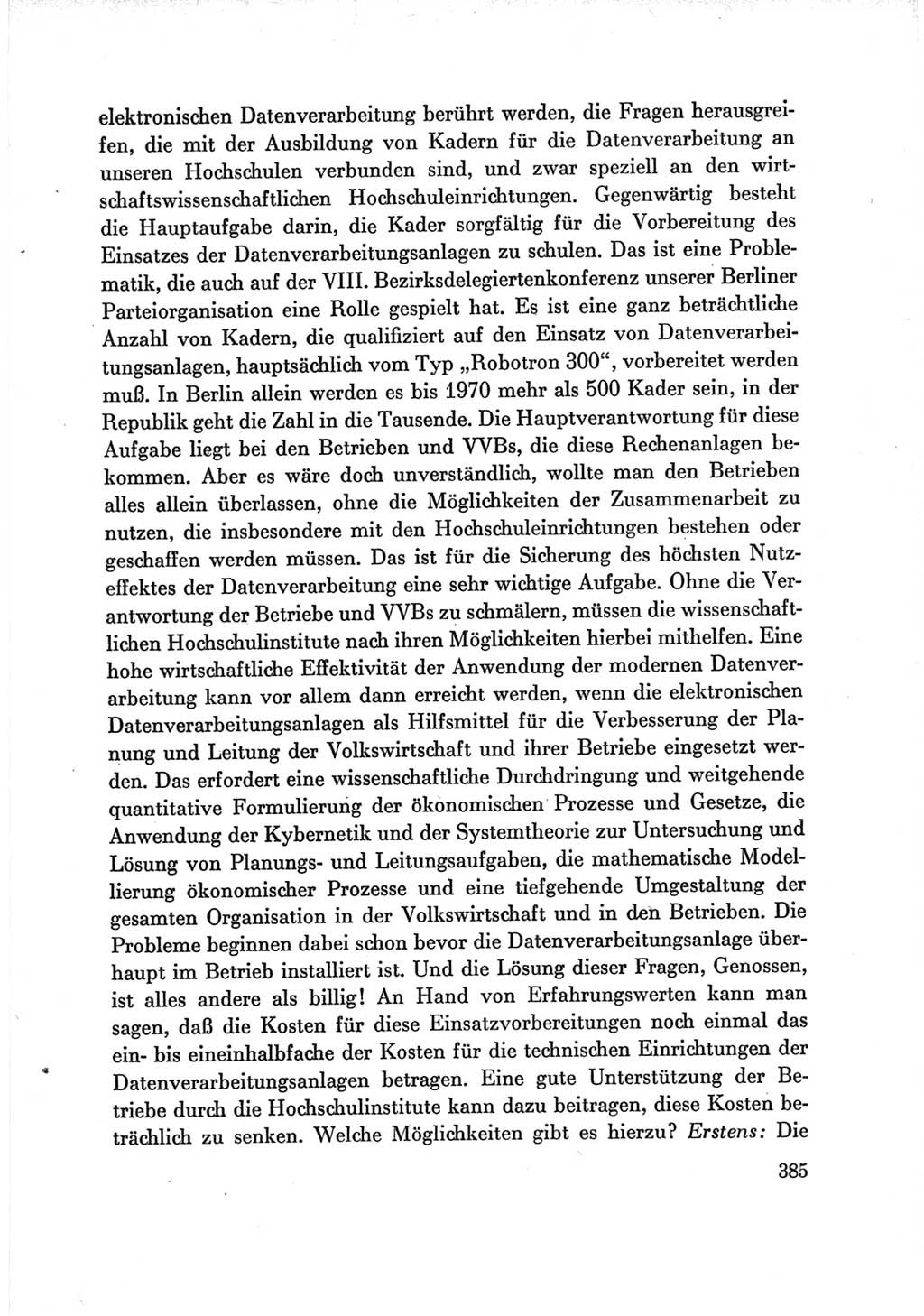 Protokoll der Verhandlungen des Ⅶ. Parteitages der Sozialistischen Einheitspartei Deutschlands (SED) [Deutsche Demokratische Republik (DDR)] 1967, Band Ⅲ, Seite 385 (Prot. Verh. Ⅶ. PT SED DDR 1967, Bd. Ⅲ, S. 385)