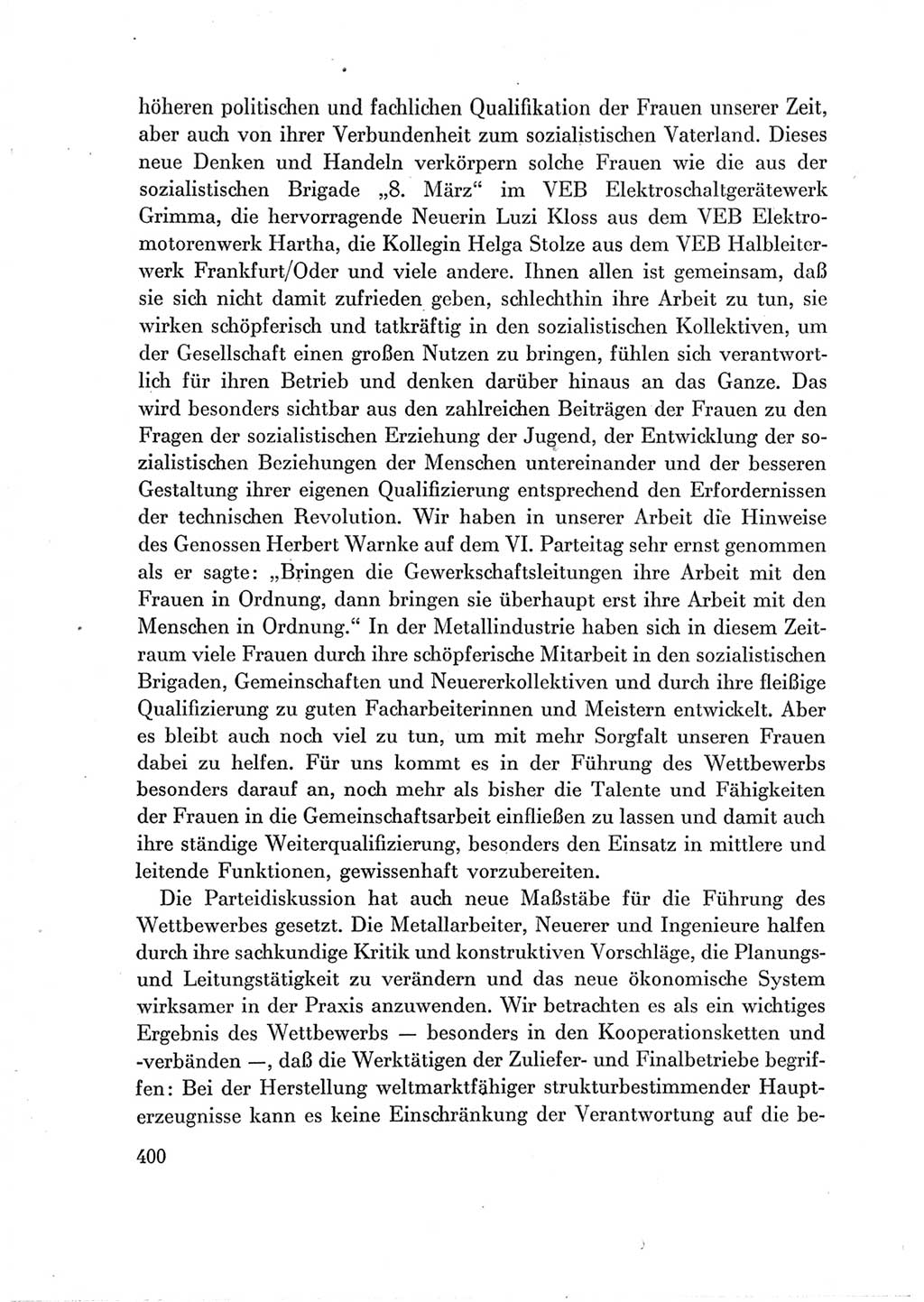Protokoll der Verhandlungen des Ⅶ. Parteitages der Sozialistischen Einheitspartei Deutschlands (SED) [Deutsche Demokratische Republik (DDR)] 1967, Band Ⅲ, Seite 400 (Prot. Verh. Ⅶ. PT SED DDR 1967, Bd. Ⅲ, S. 400)