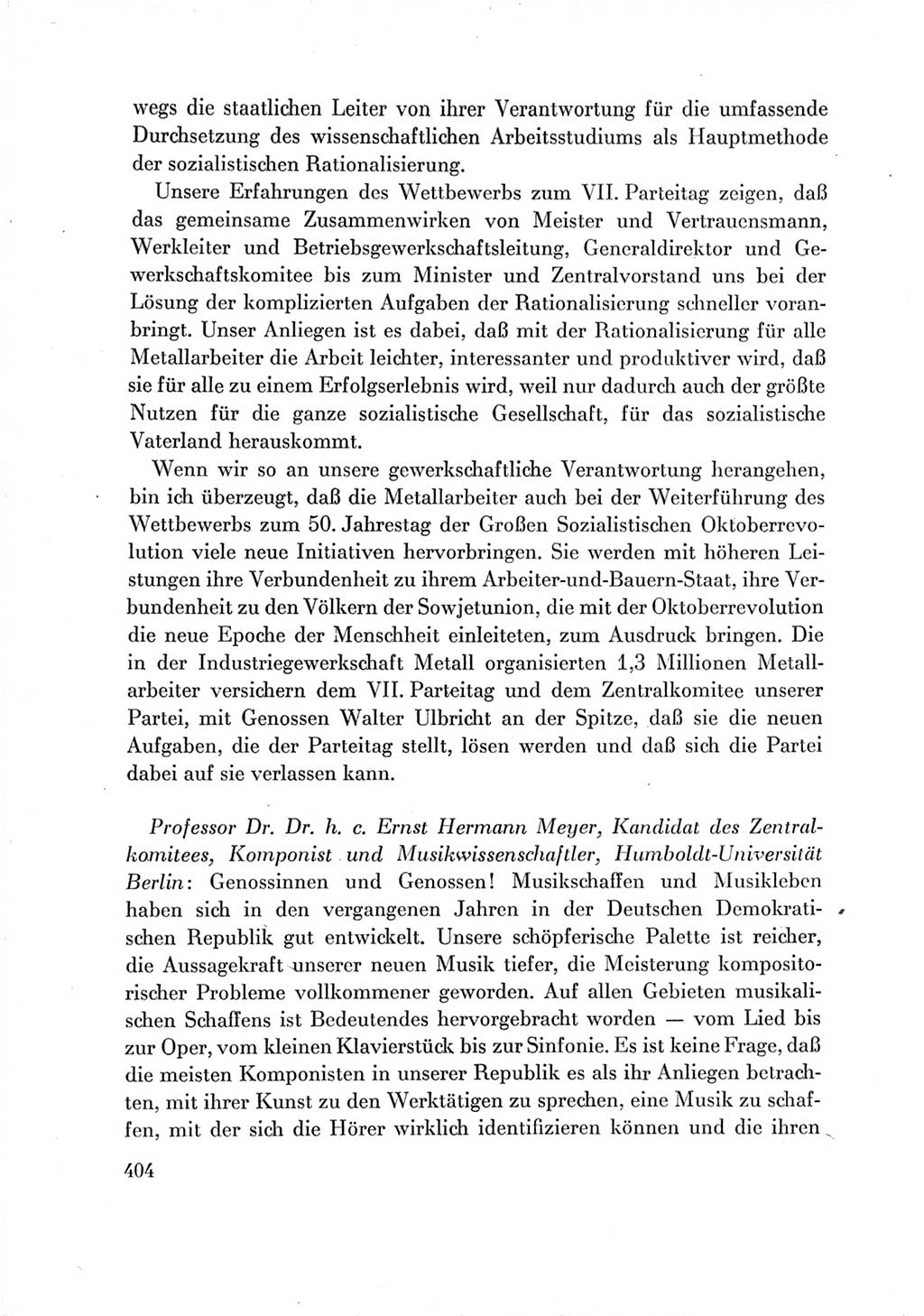 Protokoll der Verhandlungen des Ⅶ. Parteitages der Sozialistischen Einheitspartei Deutschlands (SED) [Deutsche Demokratische Republik (DDR)] 1967, Band Ⅲ, Seite 404 (Prot. Verh. Ⅶ. PT SED DDR 1967, Bd. Ⅲ, S. 404)