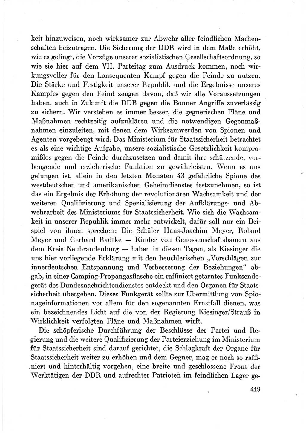 Protokoll der Verhandlungen des Ⅶ. Parteitages der Sozialistischen Einheitspartei Deutschlands (SED) [Deutsche Demokratische Republik (DDR)] 1967, Band Ⅲ, Seite 419 (Prot. Verh. Ⅶ. PT SED DDR 1967, Bd. Ⅲ, S. 419)