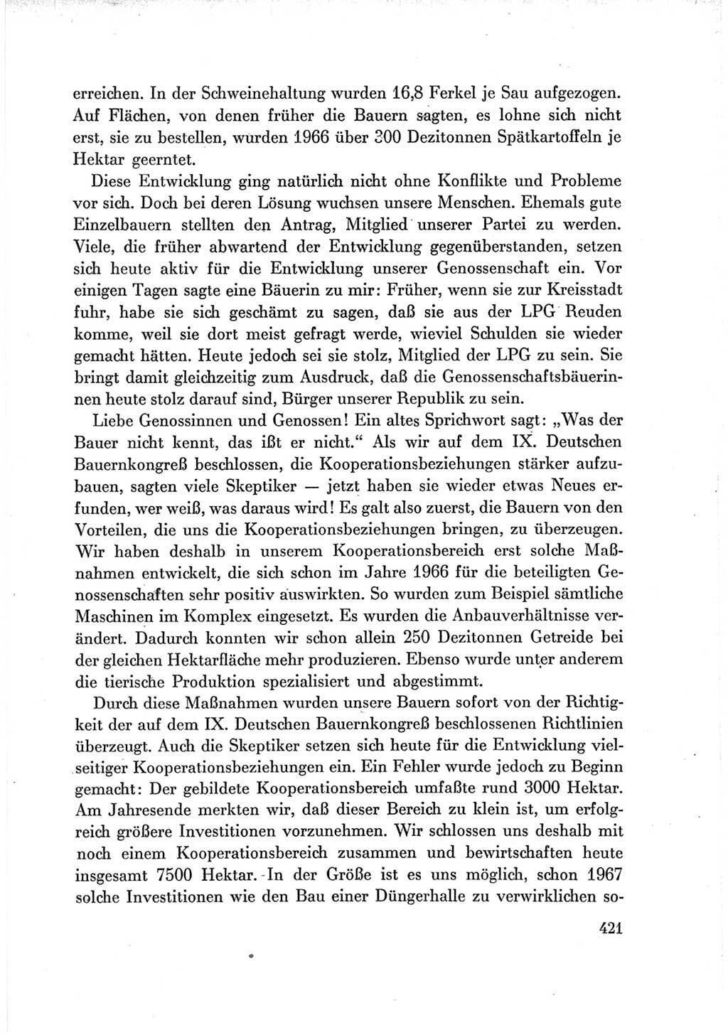 Protokoll der Verhandlungen des Ⅶ. Parteitages der Sozialistischen Einheitspartei Deutschlands (SED) [Deutsche Demokratische Republik (DDR)] 1967, Band Ⅲ, Seite 421 (Prot. Verh. Ⅶ. PT SED DDR 1967, Bd. Ⅲ, S. 421)
