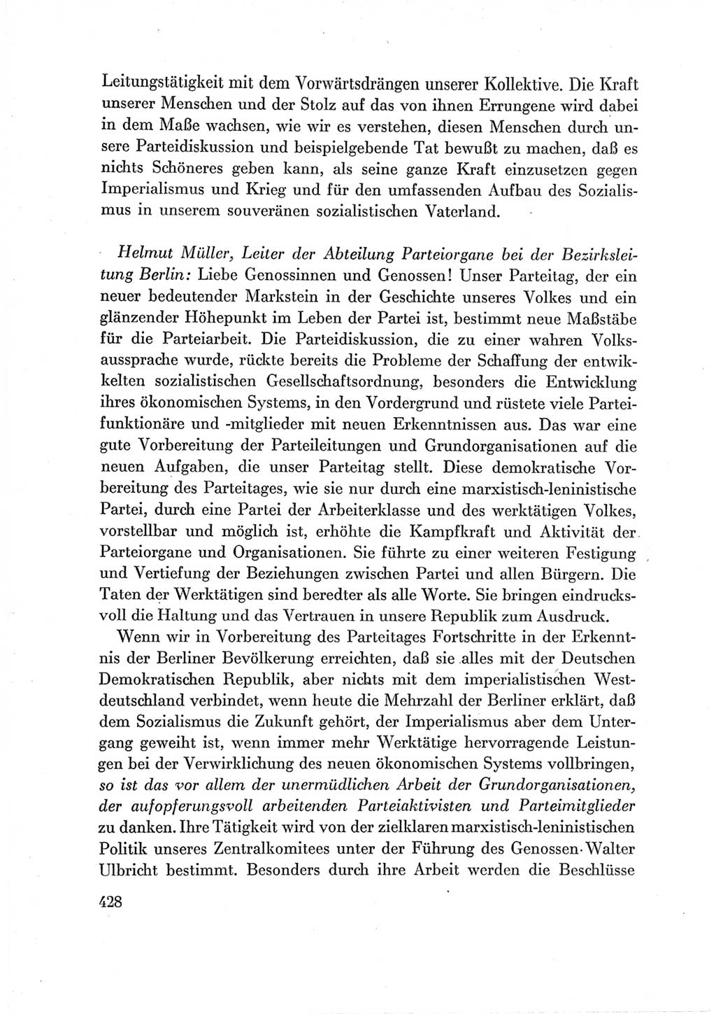 Protokoll der Verhandlungen des Ⅶ. Parteitages der Sozialistischen Einheitspartei Deutschlands (SED) [Deutsche Demokratische Republik (DDR)] 1967, Band Ⅲ, Seite 428 (Prot. Verh. Ⅶ. PT SED DDR 1967, Bd. Ⅲ, S. 428)
