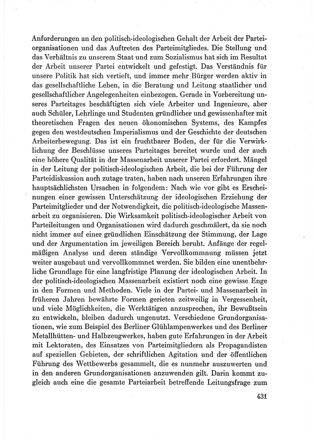 Protokoll der Verhandlungen des Ⅶ. Parteitages der Sozialistischen Einheitspartei Deutschlands (SED) [Deutsche Demokratische Republik (DDR)] 1967, Band Ⅲ, Seite 431 (Prot. Verh. Ⅶ. PT SED DDR 1967, Bd. Ⅲ, S. 431)
