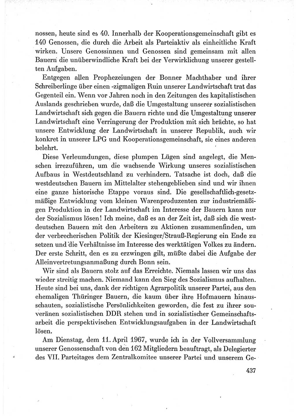Protokoll der Verhandlungen des Ⅶ. Parteitages der Sozialistischen Einheitspartei Deutschlands (SED) [Deutsche Demokratische Republik (DDR)] 1967, Band Ⅲ, Seite 437 (Prot. Verh. Ⅶ. PT SED DDR 1967, Bd. Ⅲ, S. 437)