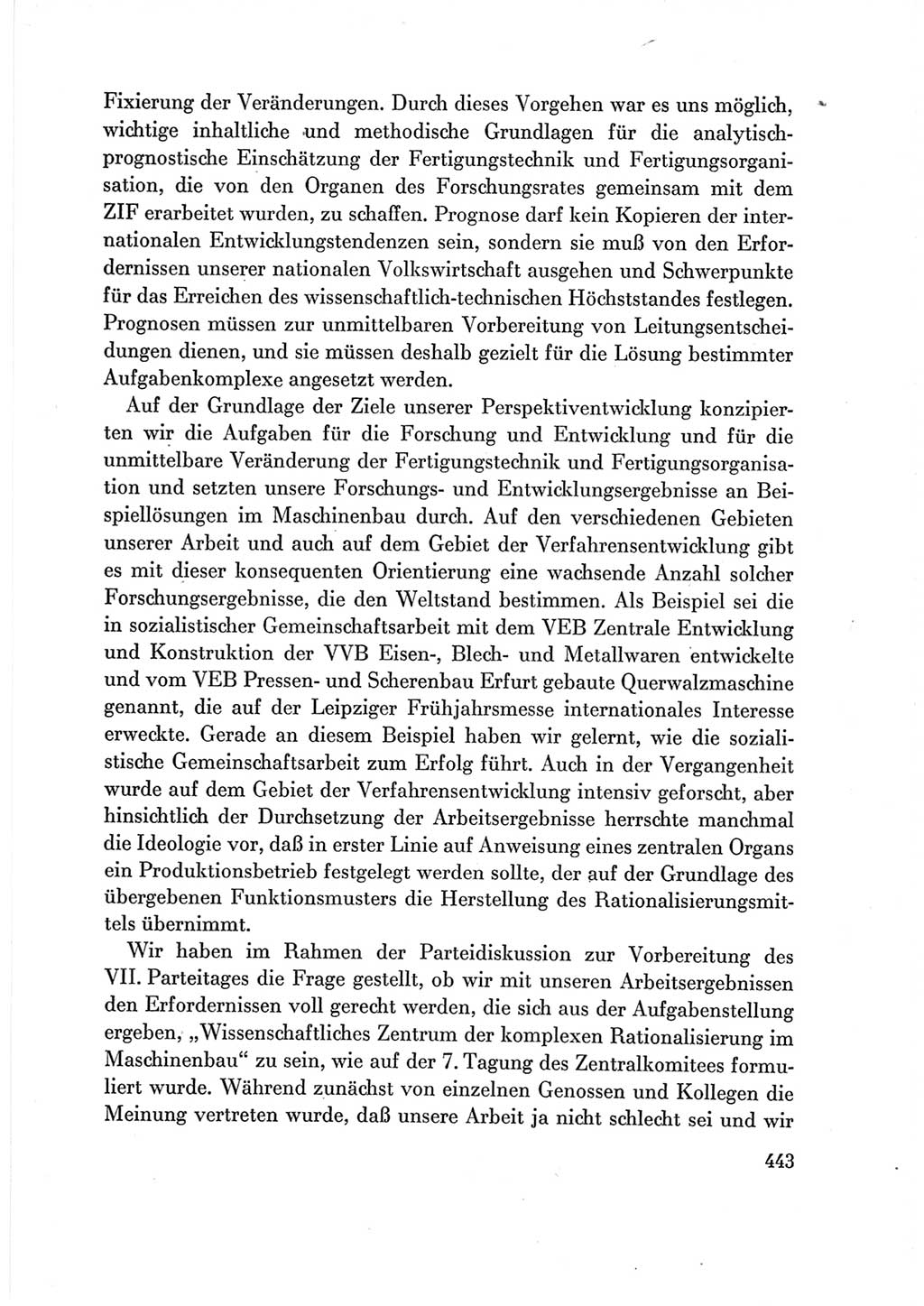 Protokoll der Verhandlungen des Ⅶ. Parteitages der Sozialistischen Einheitspartei Deutschlands (SED) [Deutsche Demokratische Republik (DDR)] 1967, Band Ⅲ, Seite 443 (Prot. Verh. Ⅶ. PT SED DDR 1967, Bd. Ⅲ, S. 443)