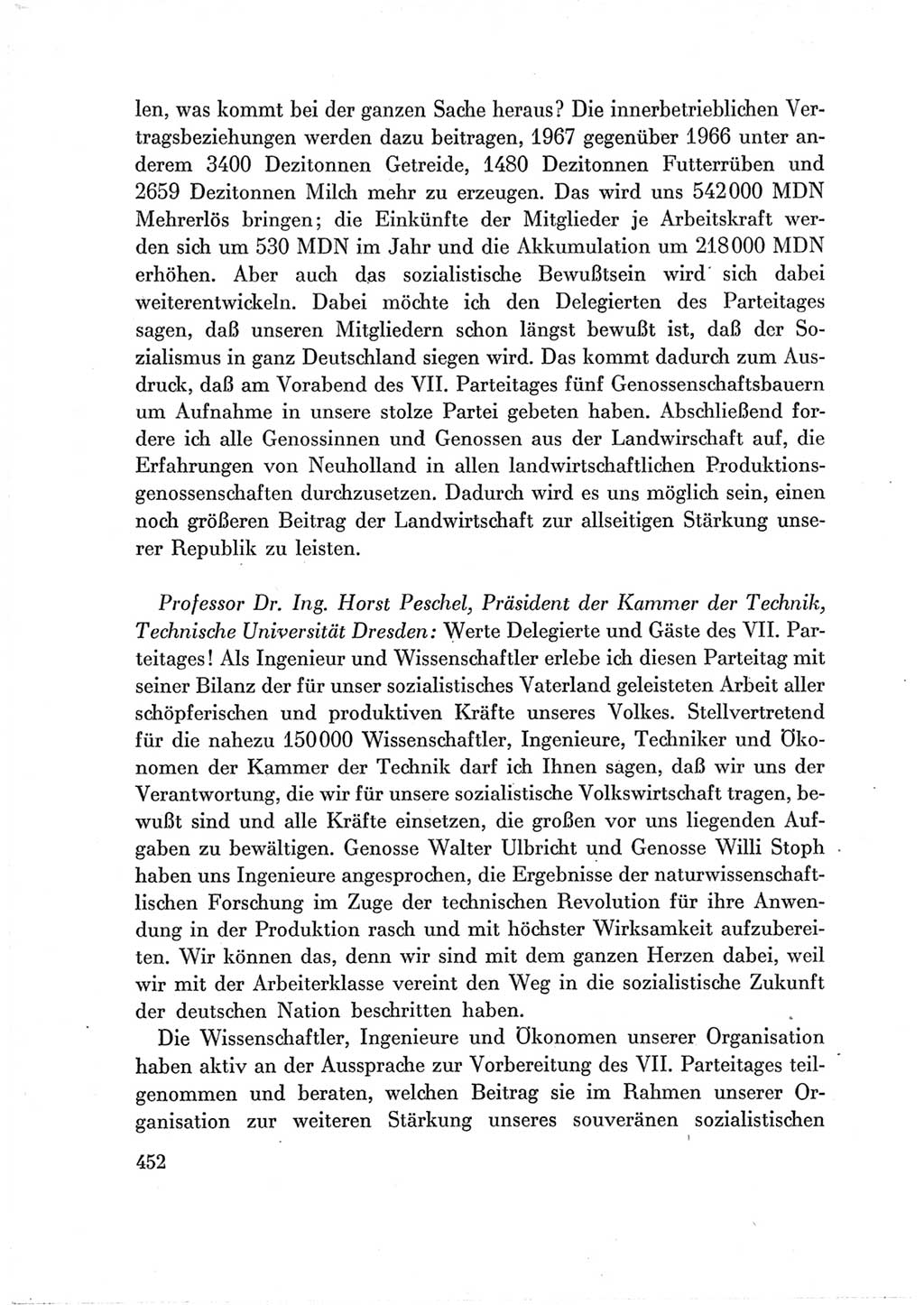 Protokoll der Verhandlungen des Ⅶ. Parteitages der Sozialistischen Einheitspartei Deutschlands (SED) [Deutsche Demokratische Republik (DDR)] 1967, Band Ⅲ, Seite 452 (Prot. Verh. Ⅶ. PT SED DDR 1967, Bd. Ⅲ, S. 452)