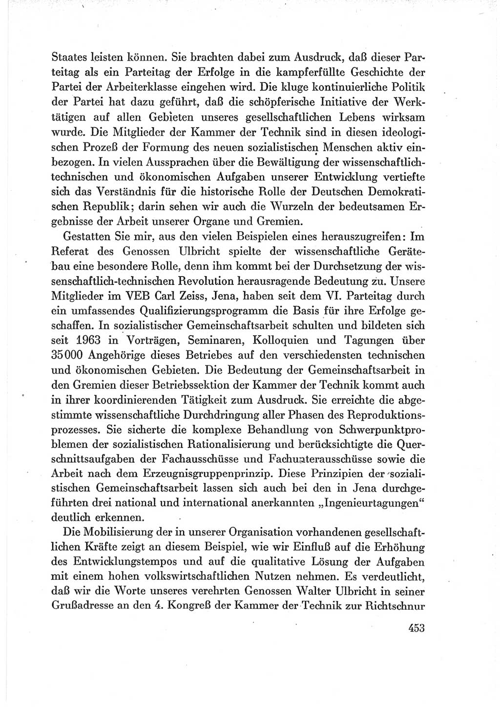 Protokoll der Verhandlungen des Ⅶ. Parteitages der Sozialistischen Einheitspartei Deutschlands (SED) [Deutsche Demokratische Republik (DDR)] 1967, Band Ⅲ, Seite 453 (Prot. Verh. Ⅶ. PT SED DDR 1967, Bd. Ⅲ, S. 453)