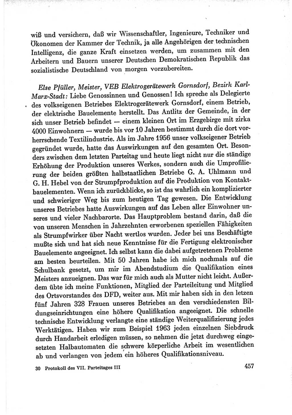 Protokoll der Verhandlungen des Ⅶ. Parteitages der Sozialistischen Einheitspartei Deutschlands (SED) [Deutsche Demokratische Republik (DDR)] 1967, Band Ⅲ, Seite 457 (Prot. Verh. Ⅶ. PT SED DDR 1967, Bd. Ⅲ, S. 457)