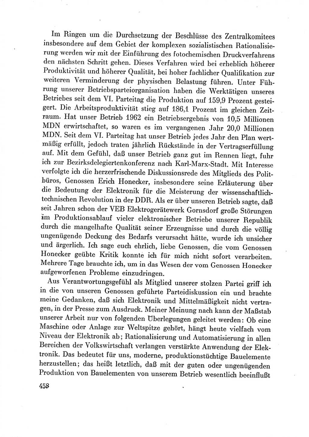 Protokoll der Verhandlungen des Ⅶ. Parteitages der Sozialistischen Einheitspartei Deutschlands (SED) [Deutsche Demokratische Republik (DDR)] 1967, Band Ⅲ, Seite 458 (Prot. Verh. Ⅶ. PT SED DDR 1967, Bd. Ⅲ, S. 458)