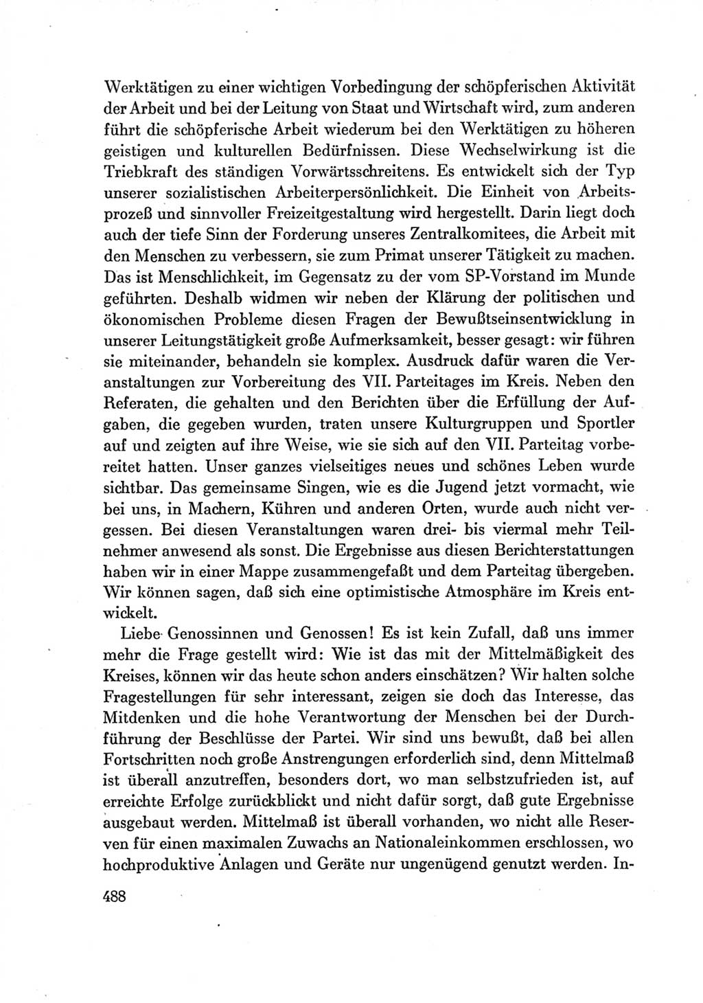 Protokoll der Verhandlungen des Ⅶ. Parteitages der Sozialistischen Einheitspartei Deutschlands (SED) [Deutsche Demokratische Republik (DDR)] 1967, Band Ⅲ, Seite 488 (Prot. Verh. Ⅶ. PT SED DDR 1967, Bd. Ⅲ, S. 488)