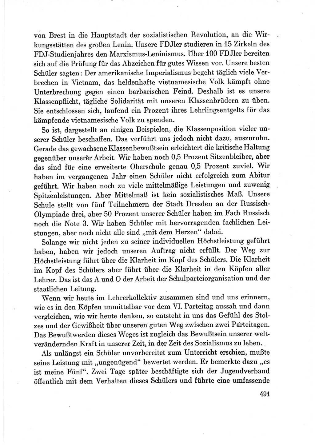Protokoll der Verhandlungen des Ⅶ. Parteitages der Sozialistischen Einheitspartei Deutschlands (SED) [Deutsche Demokratische Republik (DDR)] 1967, Band Ⅲ, Seite 491 (Prot. Verh. Ⅶ. PT SED DDR 1967, Bd. Ⅲ, S. 491)