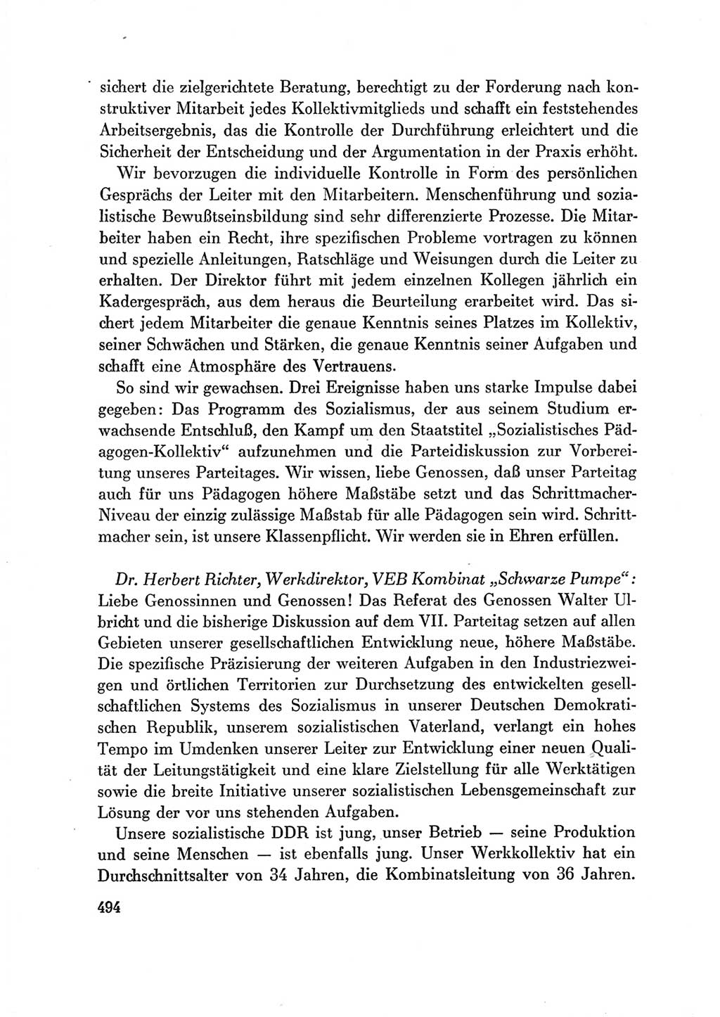 Protokoll der Verhandlungen des Ⅶ. Parteitages der Sozialistischen Einheitspartei Deutschlands (SED) [Deutsche Demokratische Republik (DDR)] 1967, Band Ⅲ, Seite 494 (Prot. Verh. Ⅶ. PT SED DDR 1967, Bd. Ⅲ, S. 494)