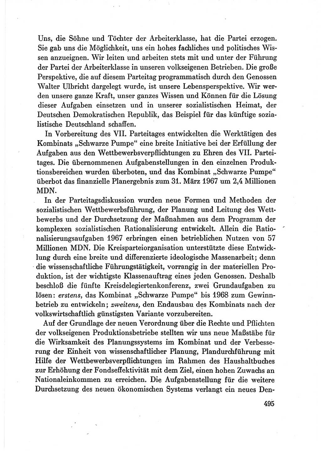 Protokoll der Verhandlungen des Ⅶ. Parteitages der Sozialistischen Einheitspartei Deutschlands (SED) [Deutsche Demokratische Republik (DDR)] 1967, Band Ⅲ, Seite 495 (Prot. Verh. Ⅶ. PT SED DDR 1967, Bd. Ⅲ, S. 495)