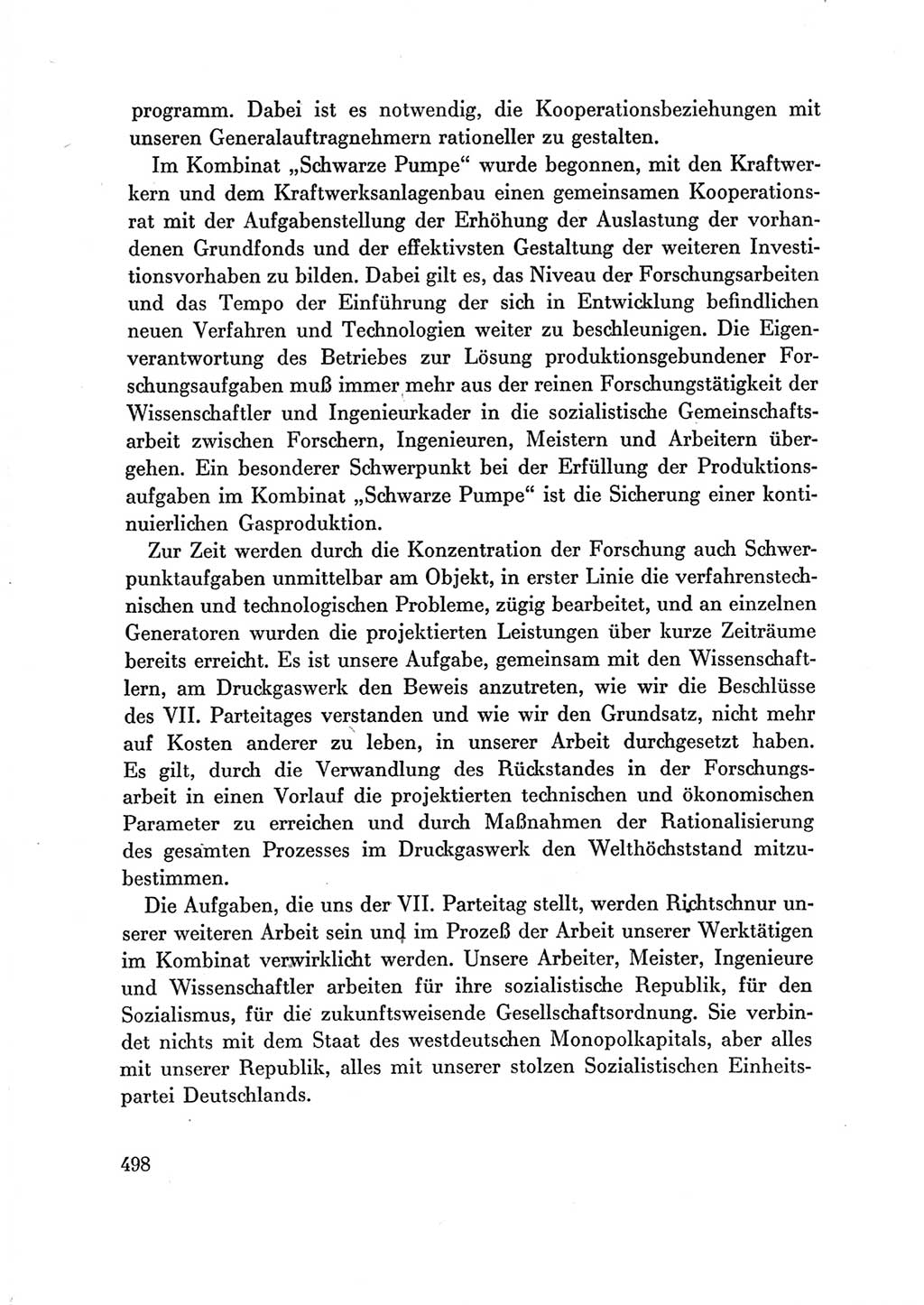 Protokoll der Verhandlungen des Ⅶ. Parteitages der Sozialistischen Einheitspartei Deutschlands (SED) [Deutsche Demokratische Republik (DDR)] 1967, Band Ⅲ, Seite 498 (Prot. Verh. Ⅶ. PT SED DDR 1967, Bd. Ⅲ, S. 498)
