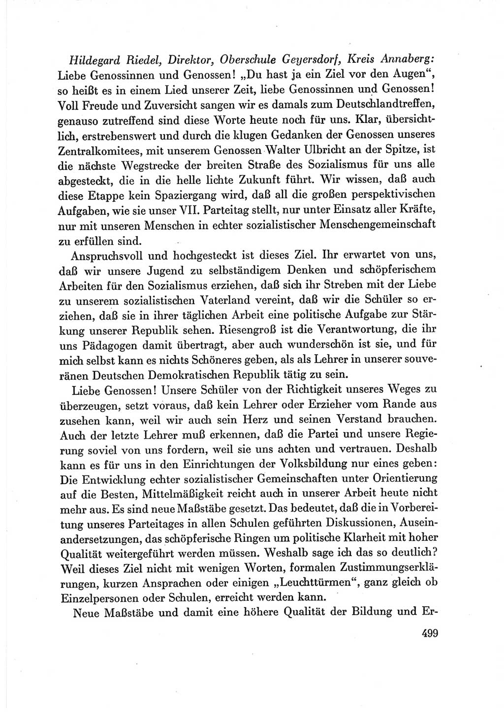 Protokoll der Verhandlungen des Ⅶ. Parteitages der Sozialistischen Einheitspartei Deutschlands (SED) [Deutsche Demokratische Republik (DDR)] 1967, Band Ⅲ, Seite 499 (Prot. Verh. Ⅶ. PT SED DDR 1967, Bd. Ⅲ, S. 499)