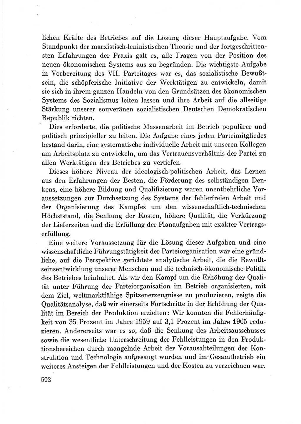 Protokoll der Verhandlungen des Ⅶ. Parteitages der Sozialistischen Einheitspartei Deutschlands (SED) [Deutsche Demokratische Republik (DDR)] 1967, Band Ⅲ, Seite 502 (Prot. Verh. Ⅶ. PT SED DDR 1967, Bd. Ⅲ, S. 502)