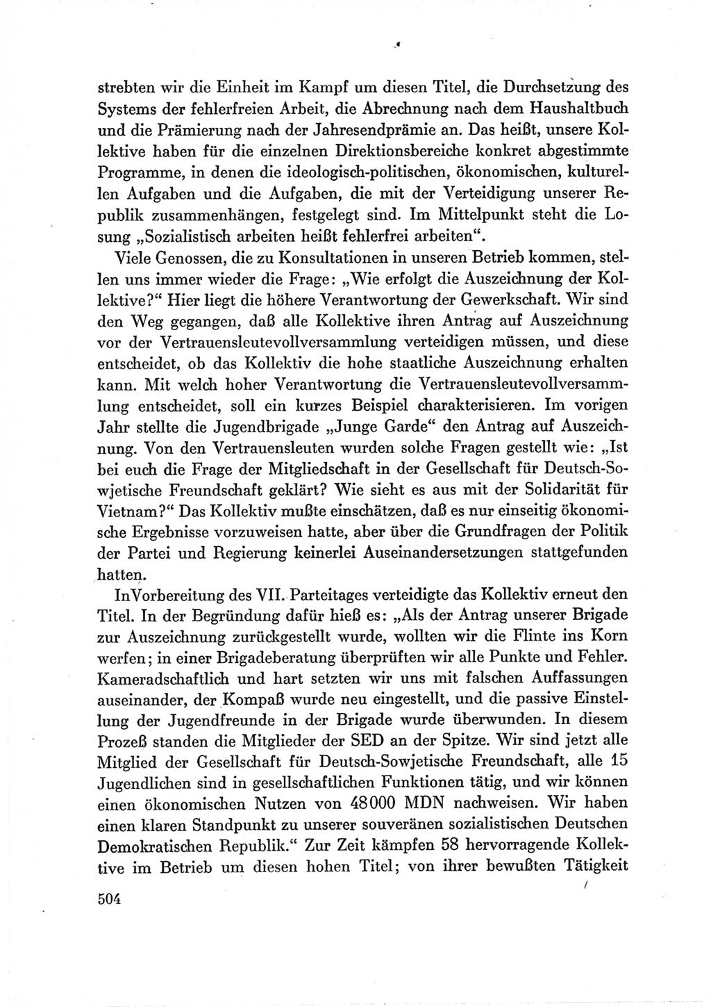 Protokoll der Verhandlungen des Ⅶ. Parteitages der Sozialistischen Einheitspartei Deutschlands (SED) [Deutsche Demokratische Republik (DDR)] 1967, Band Ⅲ, Seite 504 (Prot. Verh. Ⅶ. PT SED DDR 1967, Bd. Ⅲ, S. 504)