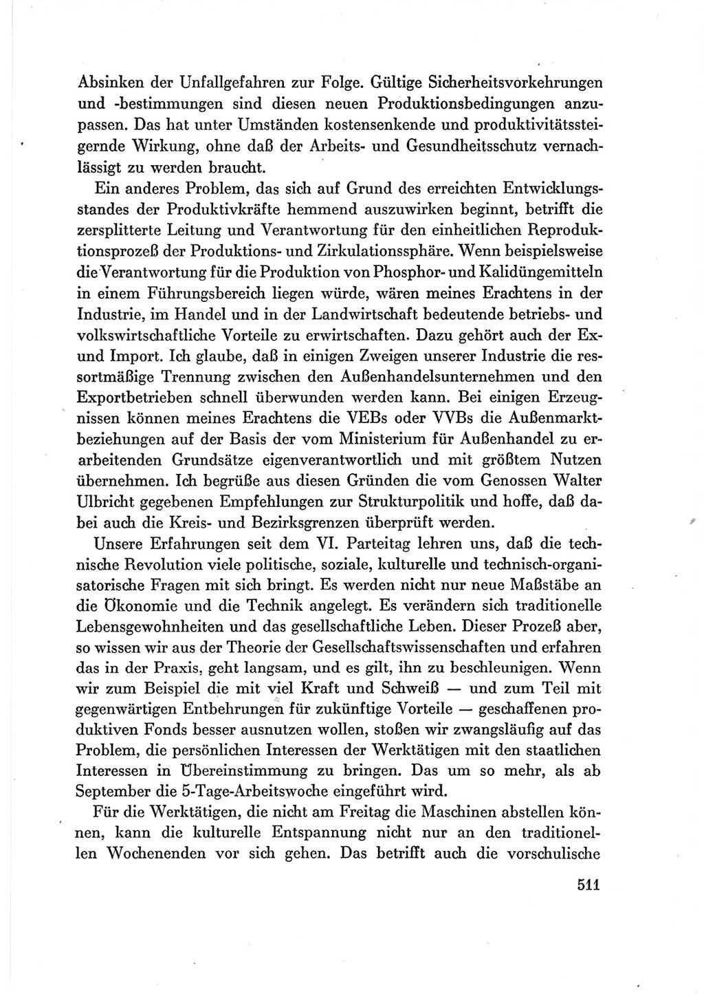 Protokoll der Verhandlungen des Ⅶ. Parteitages der Sozialistischen Einheitspartei Deutschlands (SED) [Deutsche Demokratische Republik (DDR)] 1967, Band Ⅲ, Seite 511 (Prot. Verh. Ⅶ. PT SED DDR 1967, Bd. Ⅲ, S. 511)