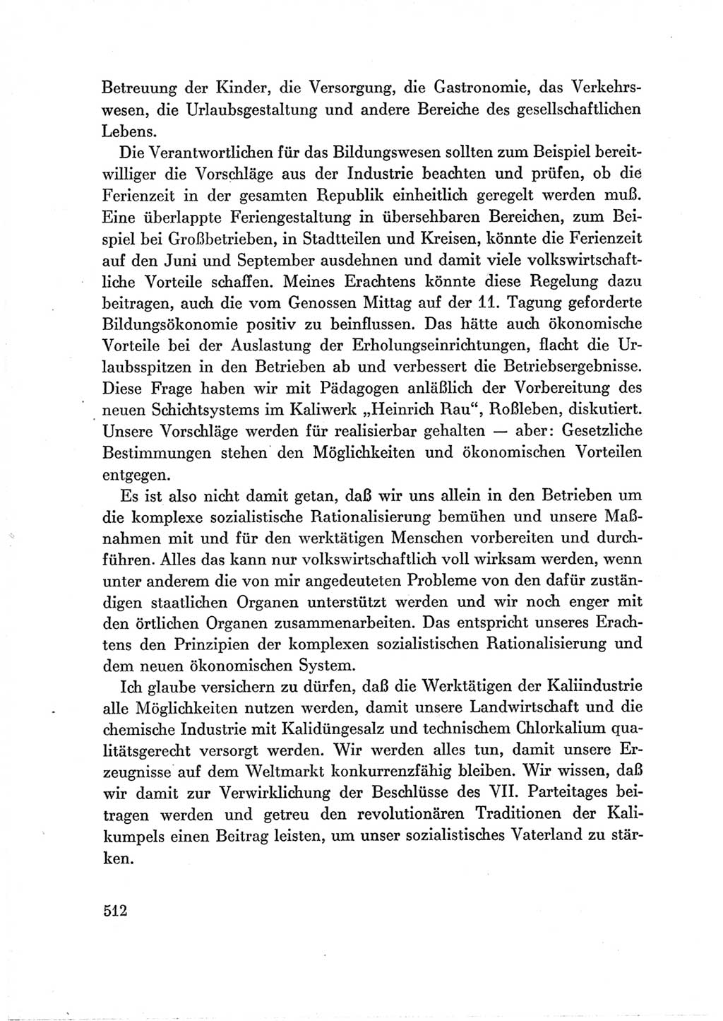 Protokoll der Verhandlungen des Ⅶ. Parteitages der Sozialistischen Einheitspartei Deutschlands (SED) [Deutsche Demokratische Republik (DDR)] 1967, Band Ⅲ, Seite 512 (Prot. Verh. Ⅶ. PT SED DDR 1967, Bd. Ⅲ, S. 512)