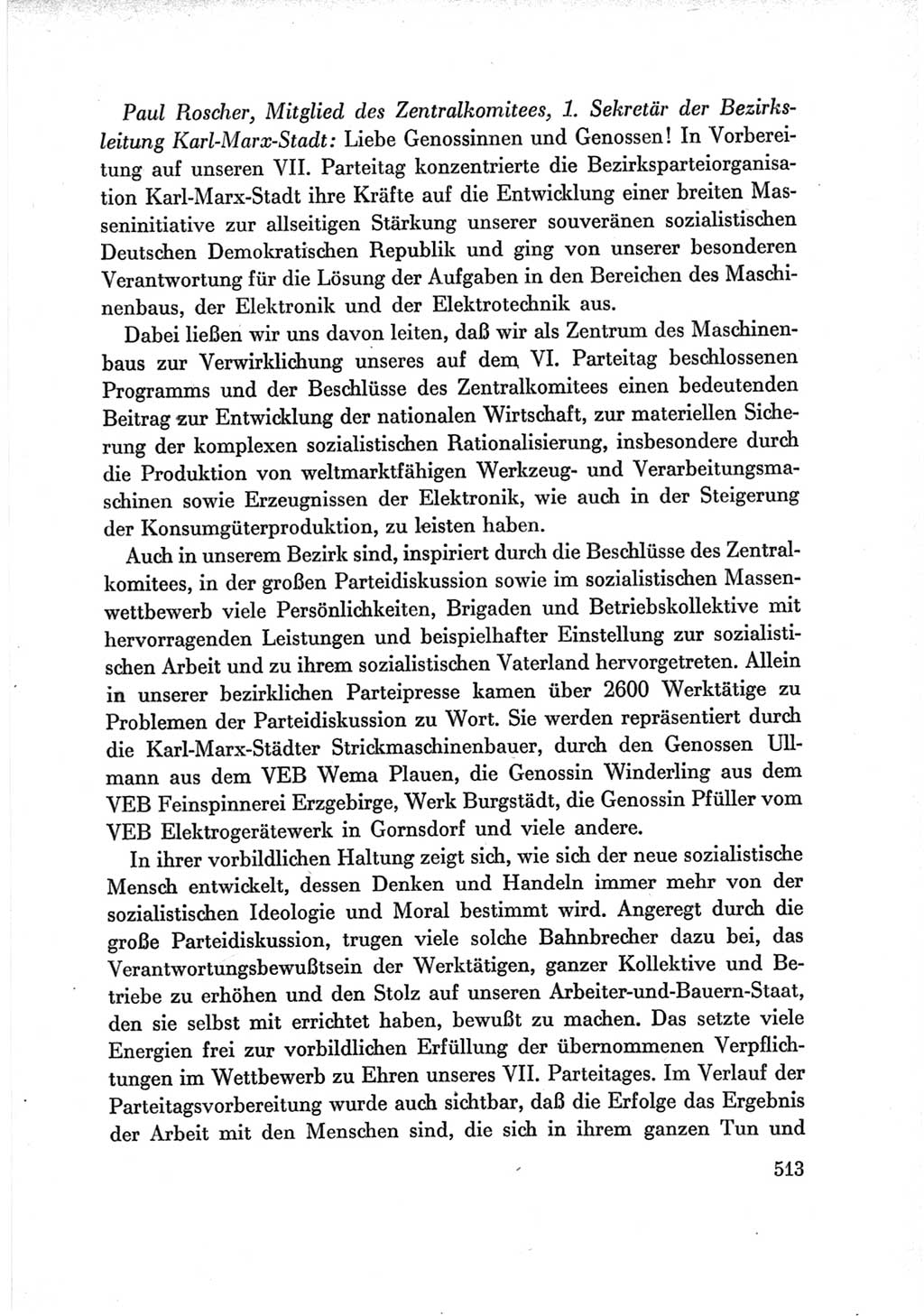 Protokoll der Verhandlungen des Ⅶ. Parteitages der Sozialistischen Einheitspartei Deutschlands (SED) [Deutsche Demokratische Republik (DDR)] 1967, Band Ⅲ, Seite 513 (Prot. Verh. Ⅶ. PT SED DDR 1967, Bd. Ⅲ, S. 513)