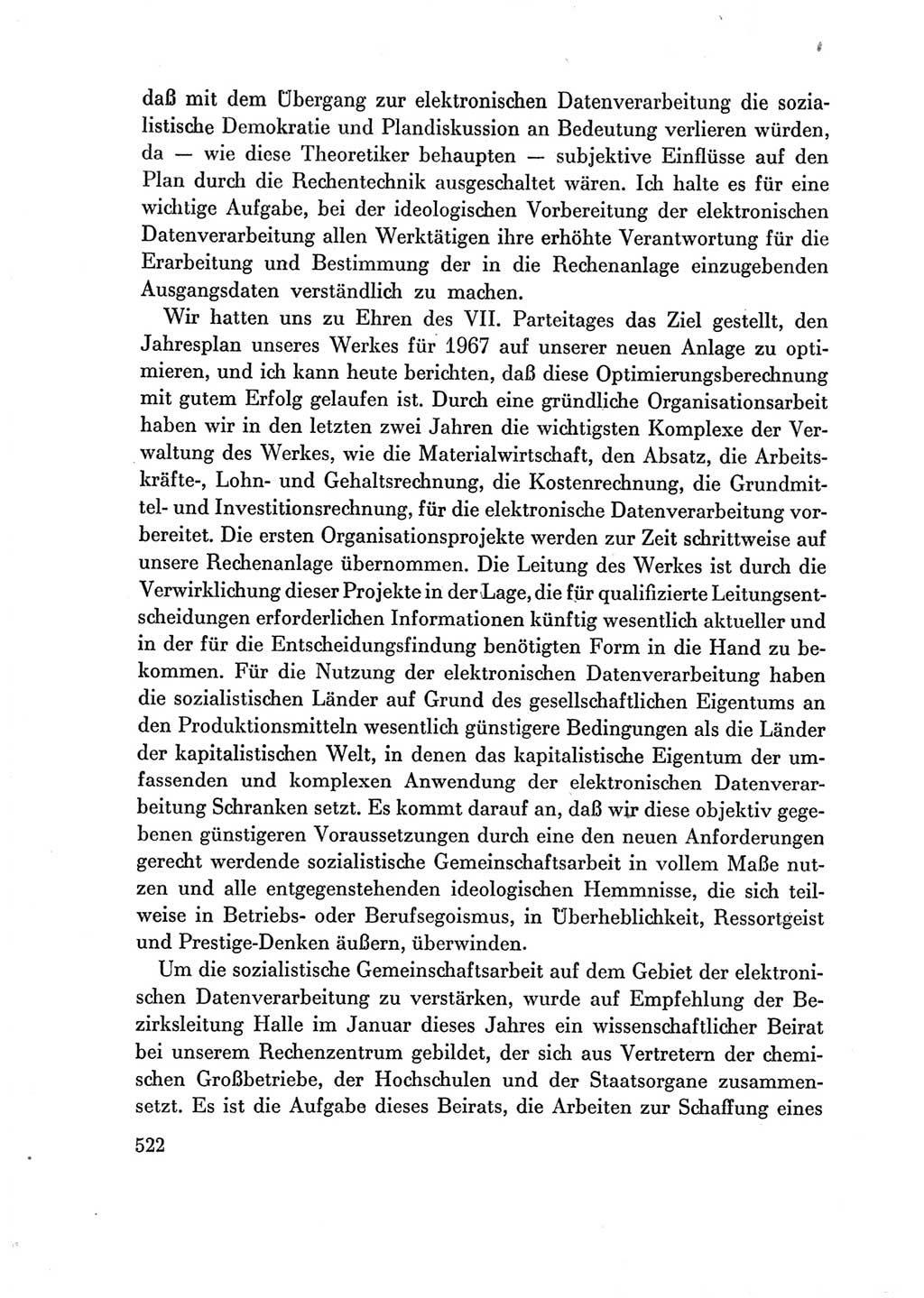 Protokoll der Verhandlungen des Ⅶ. Parteitages der Sozialistischen Einheitspartei Deutschlands (SED) [Deutsche Demokratische Republik (DDR)] 1967, Band Ⅲ, Seite 522 (Prot. Verh. Ⅶ. PT SED DDR 1967, Bd. Ⅲ, S. 522)