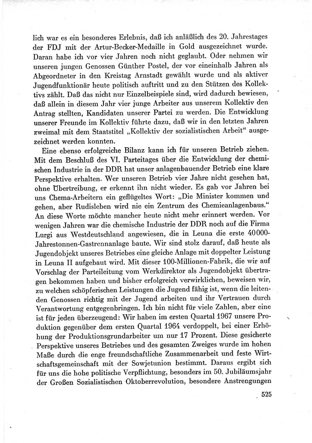 Protokoll der Verhandlungen des Ⅶ. Parteitages der Sozialistischen Einheitspartei Deutschlands (SED) [Deutsche Demokratische Republik (DDR)] 1967, Band Ⅲ, Seite 525 (Prot. Verh. Ⅶ. PT SED DDR 1967, Bd. Ⅲ, S. 525)