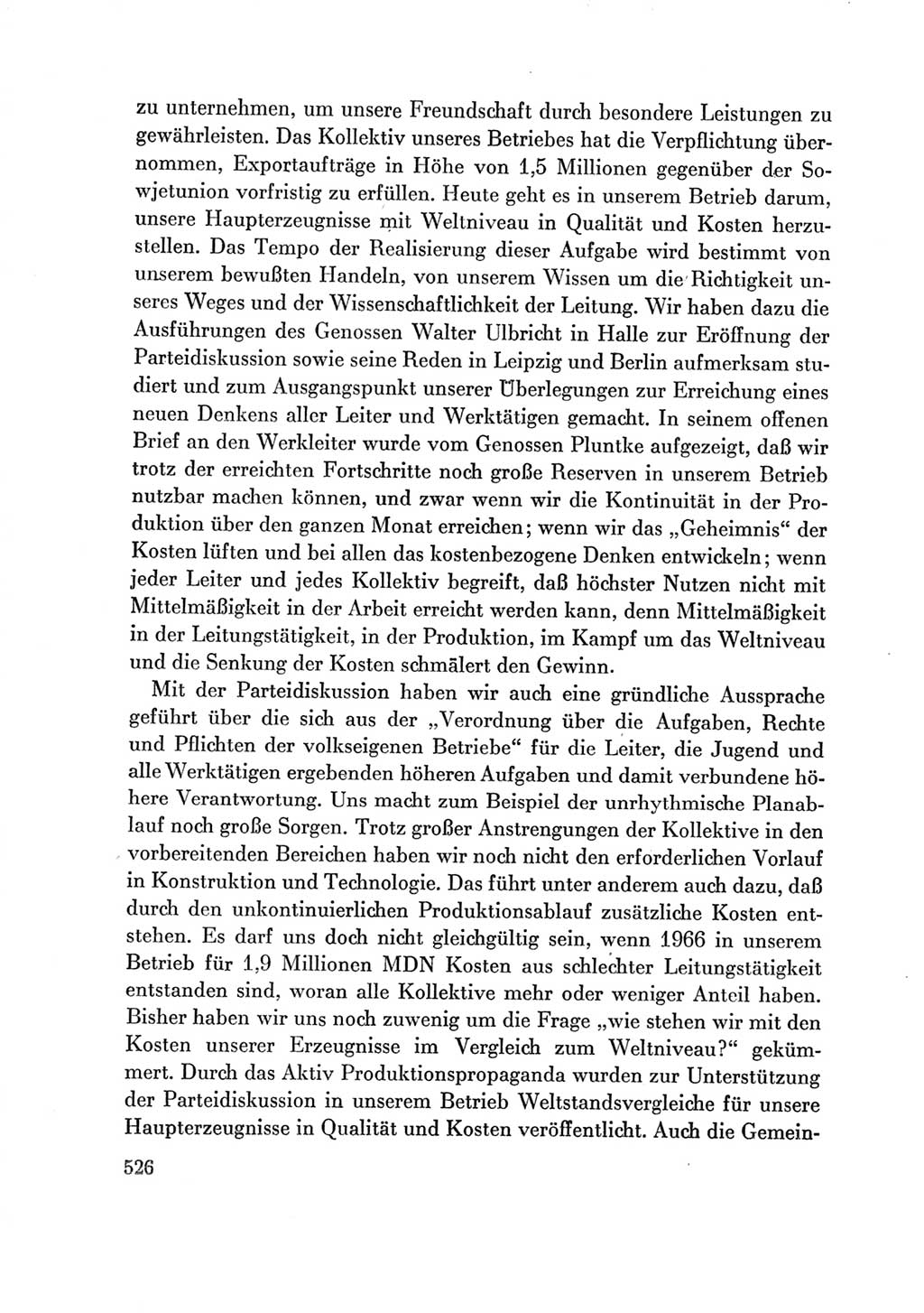 Protokoll der Verhandlungen des Ⅶ. Parteitages der Sozialistischen Einheitspartei Deutschlands (SED) [Deutsche Demokratische Republik (DDR)] 1967, Band Ⅲ, Seite 526 (Prot. Verh. Ⅶ. PT SED DDR 1967, Bd. Ⅲ, S. 526)