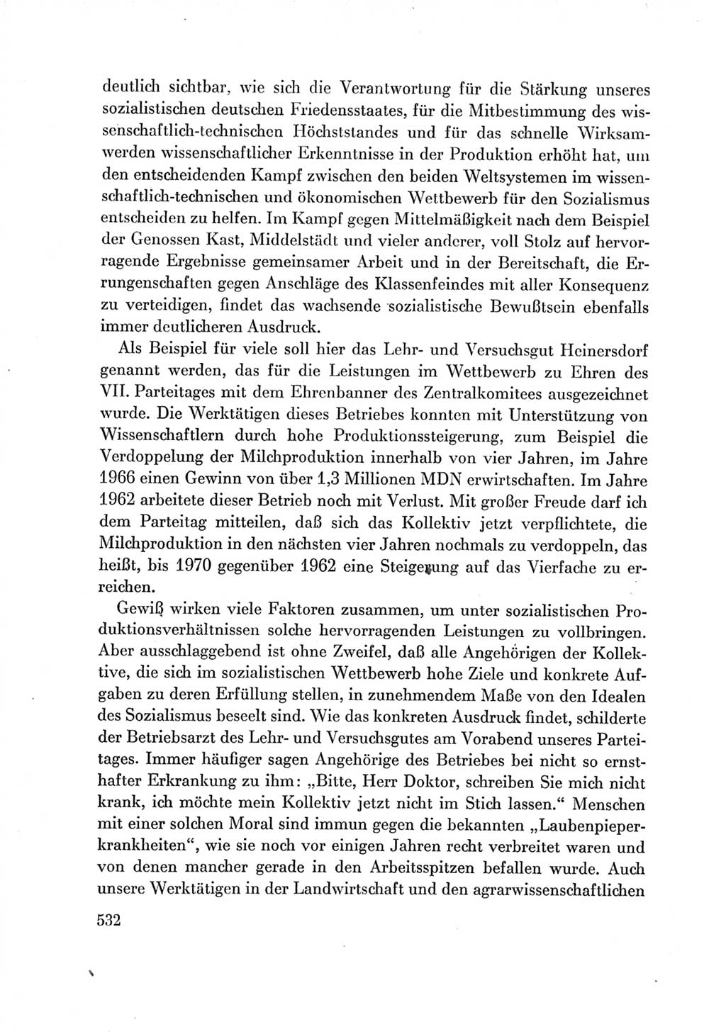 Protokoll der Verhandlungen des Ⅶ. Parteitages der Sozialistischen Einheitspartei Deutschlands (SED) [Deutsche Demokratische Republik (DDR)] 1967, Band Ⅲ, Seite 532 (Prot. Verh. Ⅶ. PT SED DDR 1967, Bd. Ⅲ, S. 532)