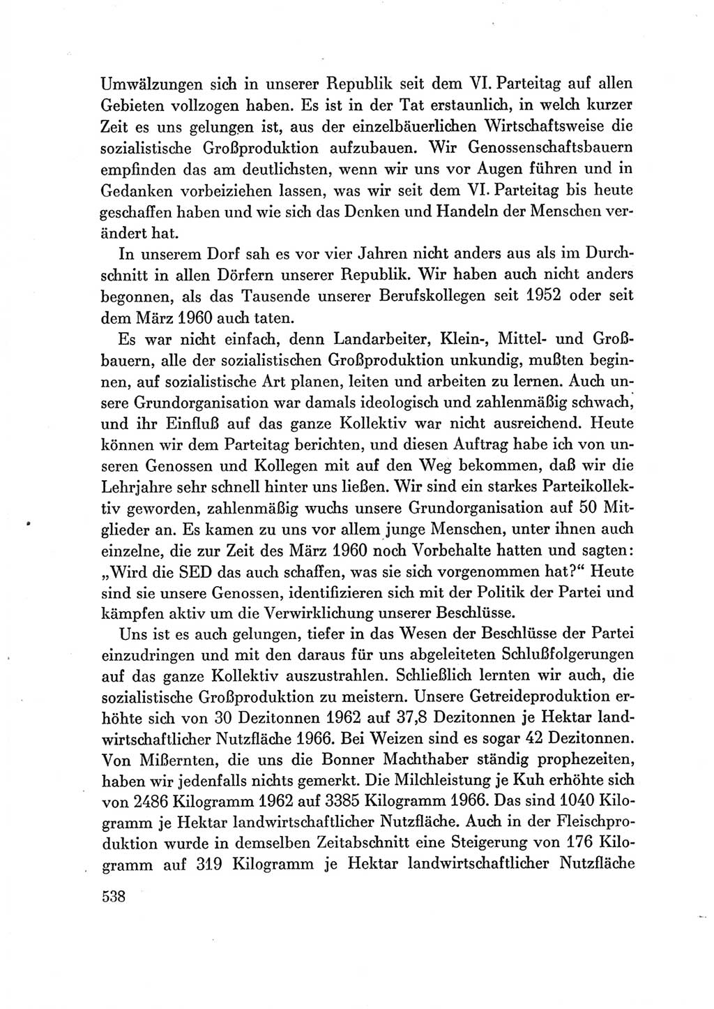 Protokoll der Verhandlungen des Ⅶ. Parteitages der Sozialistischen Einheitspartei Deutschlands (SED) [Deutsche Demokratische Republik (DDR)] 1967, Band Ⅲ, Seite 538 (Prot. Verh. Ⅶ. PT SED DDR 1967, Bd. Ⅲ, S. 538)