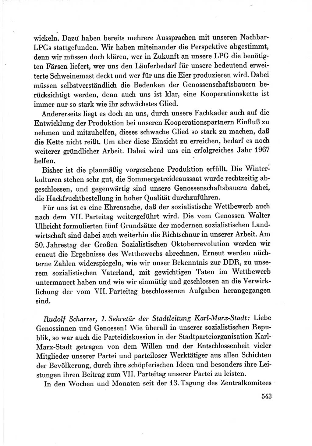 Protokoll der Verhandlungen des Ⅶ. Parteitages der Sozialistischen Einheitspartei Deutschlands (SED) [Deutsche Demokratische Republik (DDR)] 1967, Band Ⅲ, Seite 543 (Prot. Verh. Ⅶ. PT SED DDR 1967, Bd. Ⅲ, S. 543)