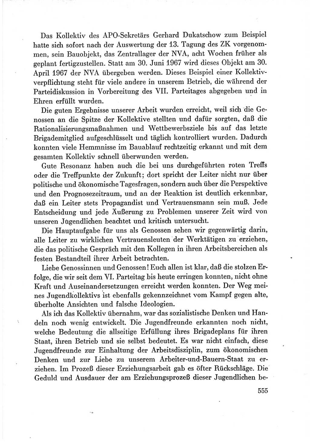 Protokoll der Verhandlungen des Ⅶ. Parteitages der Sozialistischen Einheitspartei Deutschlands (SED) [Deutsche Demokratische Republik (DDR)] 1967, Band Ⅲ, Seite 555 (Prot. Verh. Ⅶ. PT SED DDR 1967, Bd. Ⅲ, S. 555)