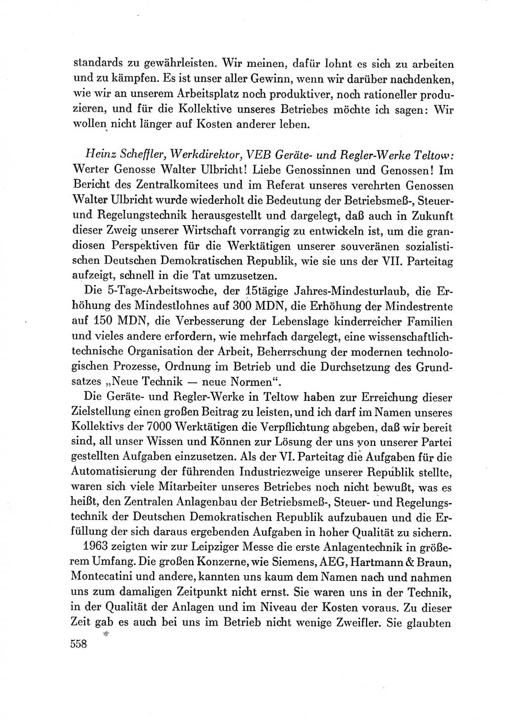 Protokoll der Verhandlungen des Ⅶ. Parteitages der Sozialistischen Einheitspartei Deutschlands (SED) [Deutsche Demokratische Republik (DDR)] 1967, Band Ⅲ, Seite 558 (Prot. Verh. Ⅶ. PT SED DDR 1967, Bd. Ⅲ, S. 558)