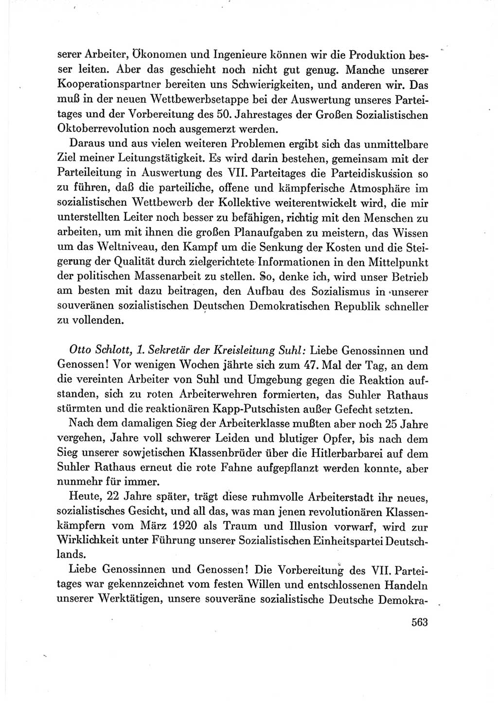 Protokoll der Verhandlungen des Ⅶ. Parteitages der Sozialistischen Einheitspartei Deutschlands (SED) [Deutsche Demokratische Republik (DDR)] 1967, Band Ⅲ, Seite 563 (Prot. Verh. Ⅶ. PT SED DDR 1967, Bd. Ⅲ, S. 563)