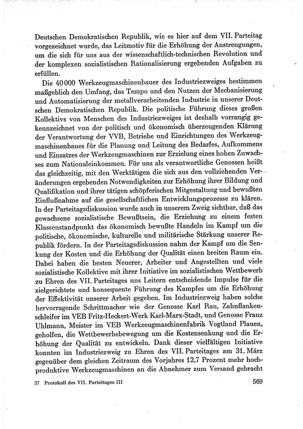 Protokoll der Verhandlungen des Ⅶ. Parteitages der Sozialistischen Einheitspartei Deutschlands (SED) [Deutsche Demokratische Republik (DDR)] 1967, Band Ⅲ, Seite 569 (Prot. Verh. Ⅶ. PT SED DDR 1967, Bd. Ⅲ, S. 569)