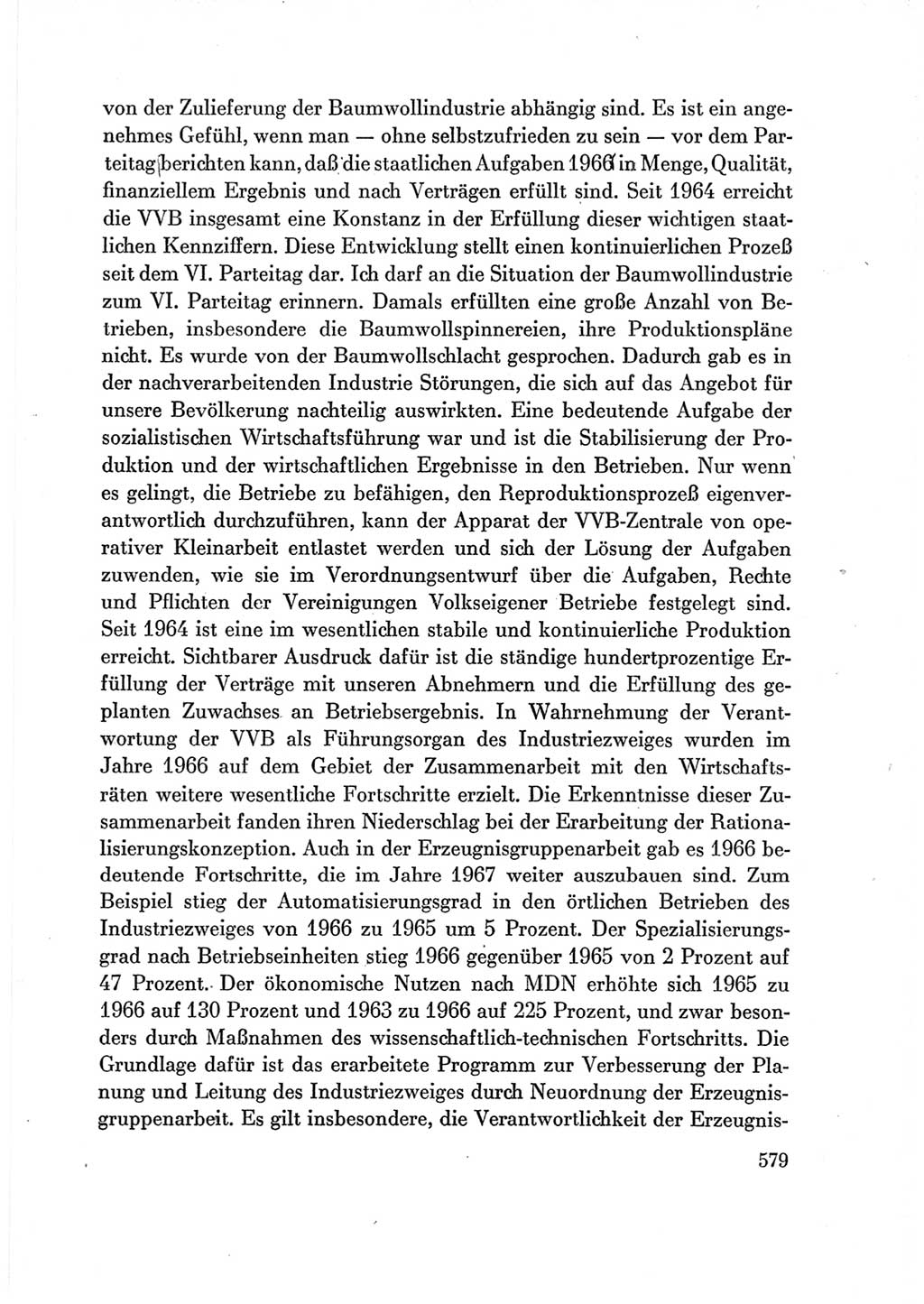 Protokoll der Verhandlungen des Ⅶ. Parteitages der Sozialistischen Einheitspartei Deutschlands (SED) [Deutsche Demokratische Republik (DDR)] 1967, Band Ⅲ, Seite 579 (Prot. Verh. Ⅶ. PT SED DDR 1967, Bd. Ⅲ, S. 579)