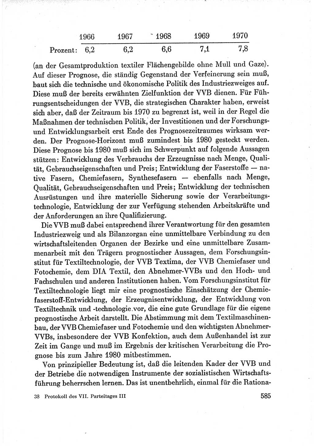 Protokoll der Verhandlungen des Ⅶ. Parteitages der Sozialistischen Einheitspartei Deutschlands (SED) [Deutsche Demokratische Republik (DDR)] 1967, Band Ⅲ, Seite 585 (Prot. Verh. Ⅶ. PT SED DDR 1967, Bd. Ⅲ, S. 585)
