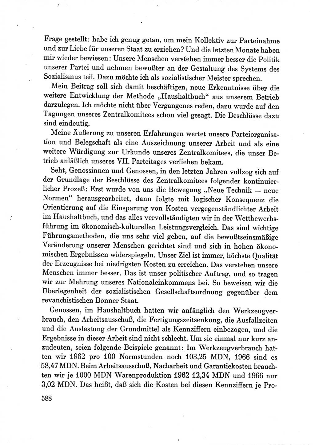 Protokoll der Verhandlungen des Ⅶ. Parteitages der Sozialistischen Einheitspartei Deutschlands (SED) [Deutsche Demokratische Republik (DDR)] 1967, Band Ⅲ, Seite 588 (Prot. Verh. Ⅶ. PT SED DDR 1967, Bd. Ⅲ, S. 588)