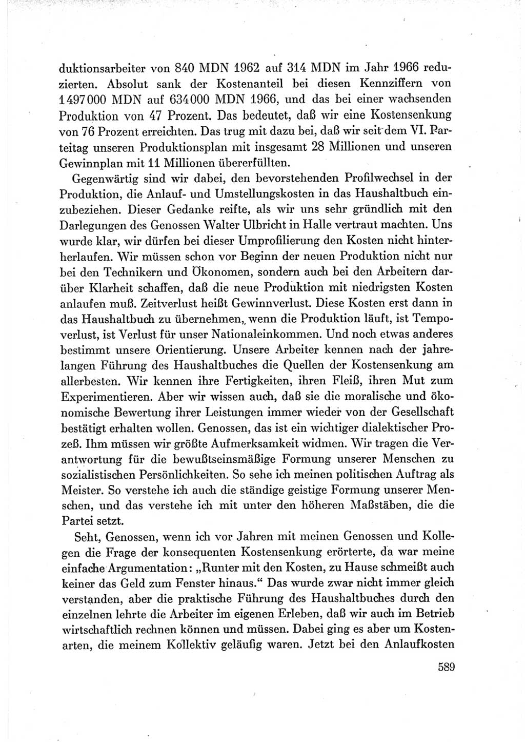 Protokoll der Verhandlungen des Ⅶ. Parteitages der Sozialistischen Einheitspartei Deutschlands (SED) [Deutsche Demokratische Republik (DDR)] 1967, Band Ⅲ, Seite 589 (Prot. Verh. Ⅶ. PT SED DDR 1967, Bd. Ⅲ, S. 589)