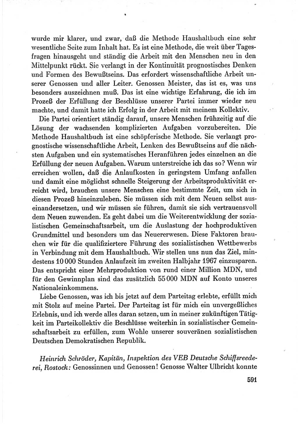 Protokoll der Verhandlungen des Ⅶ. Parteitages der Sozialistischen Einheitspartei Deutschlands (SED) [Deutsche Demokratische Republik (DDR)] 1967, Band Ⅲ, Seite 591 (Prot. Verh. Ⅶ. PT SED DDR 1967, Bd. Ⅲ, S. 591)