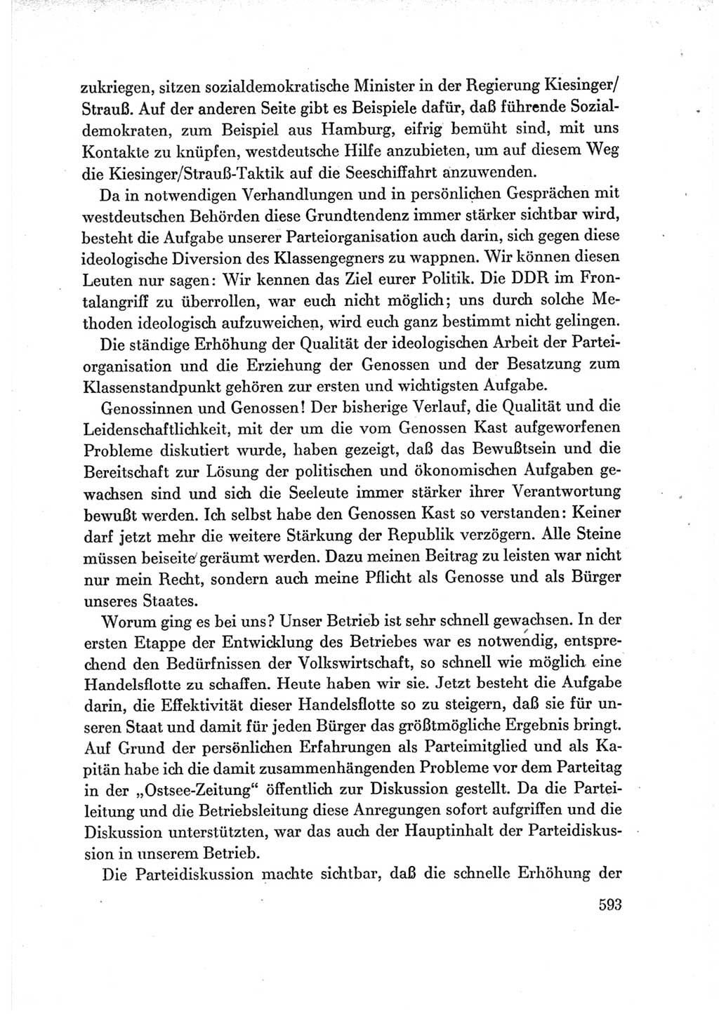 Protokoll der Verhandlungen des Ⅶ. Parteitages der Sozialistischen Einheitspartei Deutschlands (SED) [Deutsche Demokratische Republik (DDR)] 1967, Band Ⅲ, Seite 593 (Prot. Verh. Ⅶ. PT SED DDR 1967, Bd. Ⅲ, S. 593)