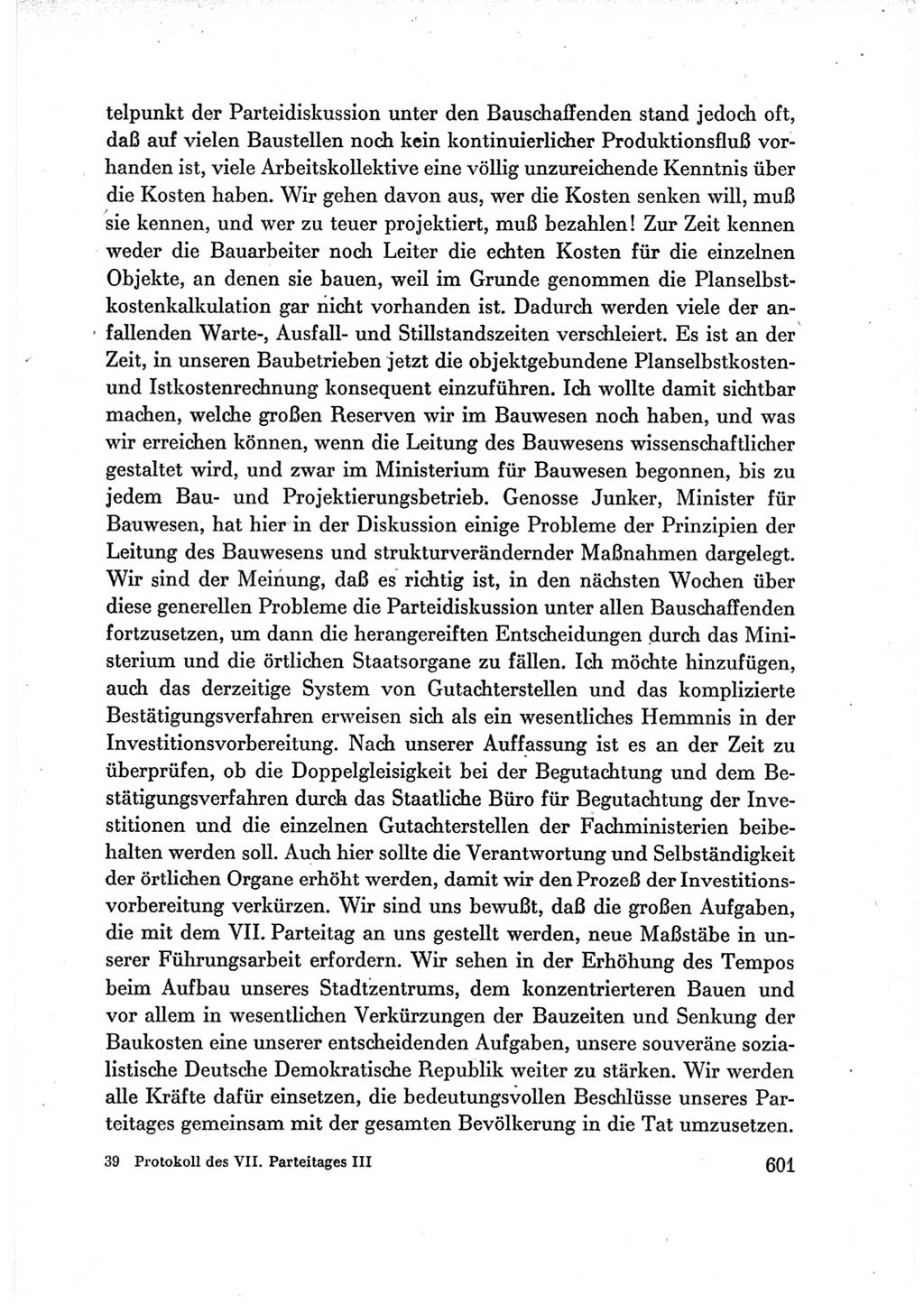 Protokoll der Verhandlungen des Ⅶ. Parteitages der Sozialistischen Einheitspartei Deutschlands (SED) [Deutsche Demokratische Republik (DDR)] 1967, Band Ⅲ, Seite 601 (Prot. Verh. Ⅶ. PT SED DDR 1967, Bd. Ⅲ, S. 601)