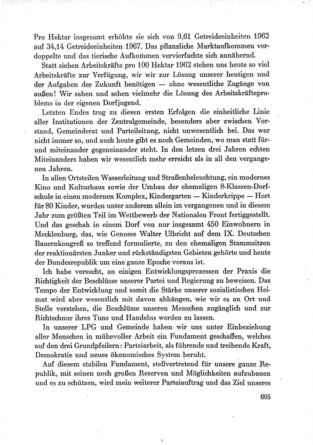 Protokoll der Verhandlungen des Ⅶ. Parteitages der Sozialistischen Einheitspartei Deutschlands (SED) [Deutsche Demokratische Republik (DDR)] 1967, Band Ⅲ, Seite 605 (Prot. Verh. Ⅶ. PT SED DDR 1967, Bd. Ⅲ, S. 605)