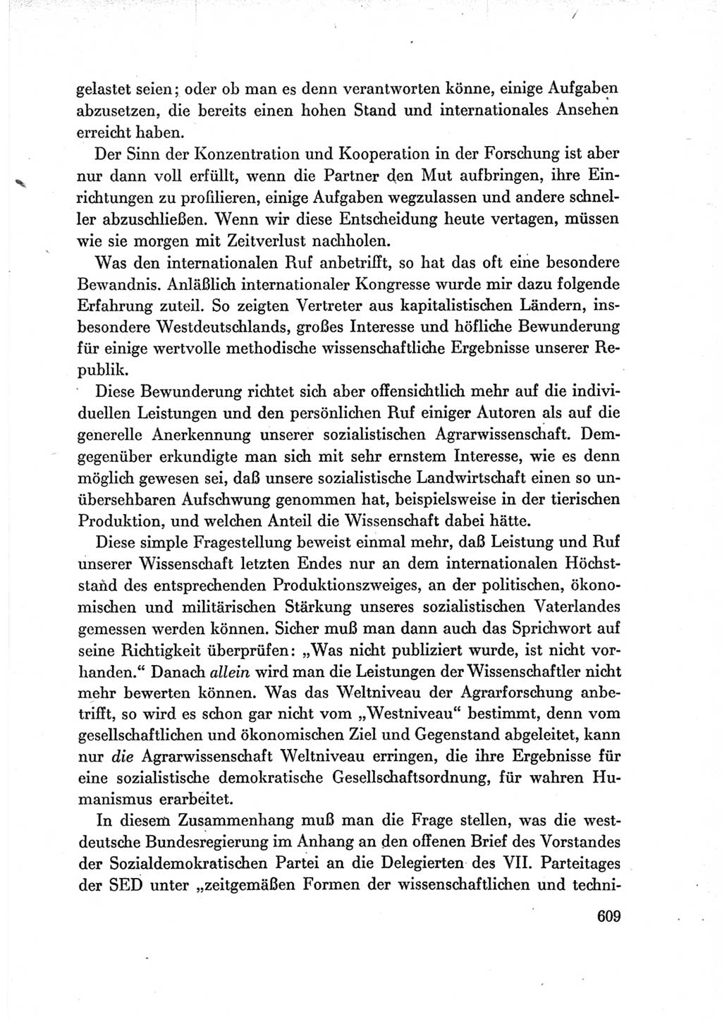 Protokoll der Verhandlungen des Ⅶ. Parteitages der Sozialistischen Einheitspartei Deutschlands (SED) [Deutsche Demokratische Republik (DDR)] 1967, Band Ⅲ, Seite 609 (Prot. Verh. Ⅶ. PT SED DDR 1967, Bd. Ⅲ, S. 609)