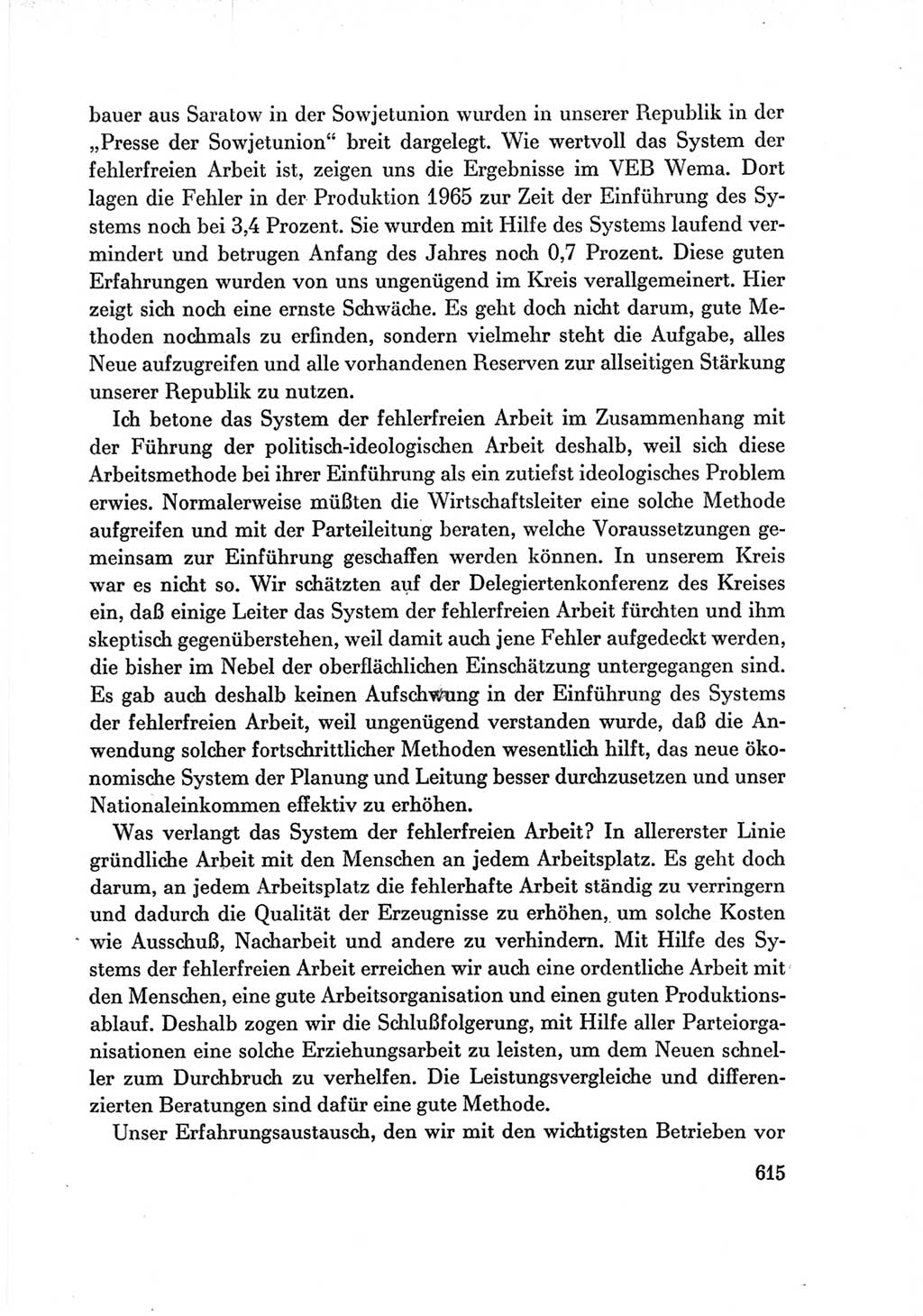 Protokoll der Verhandlungen des Ⅶ. Parteitages der Sozialistischen Einheitspartei Deutschlands (SED) [Deutsche Demokratische Republik (DDR)] 1967, Band Ⅲ, Seite 615 (Prot. Verh. Ⅶ. PT SED DDR 1967, Bd. Ⅲ, S. 615)