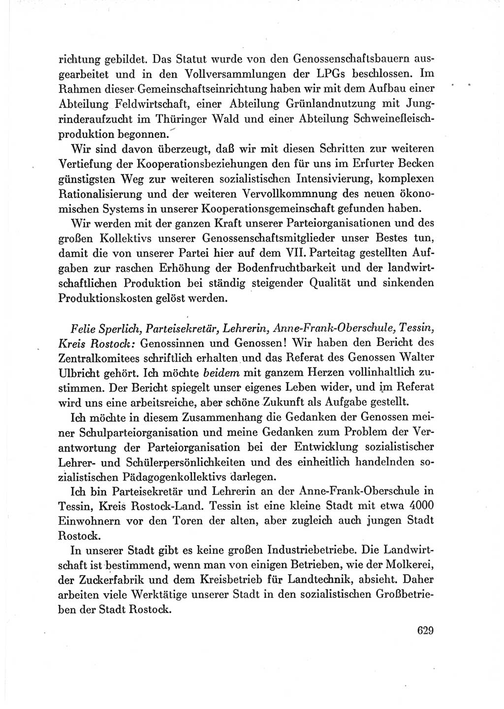 Protokoll der Verhandlungen des Ⅶ. Parteitages der Sozialistischen Einheitspartei Deutschlands (SED) [Deutsche Demokratische Republik (DDR)] 1967, Band Ⅲ, Seite 629 (Prot. Verh. Ⅶ. PT SED DDR 1967, Bd. Ⅲ, S. 629)