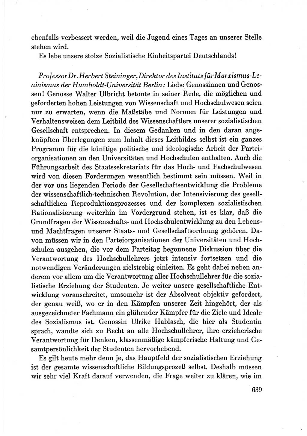 Protokoll der Verhandlungen des Ⅶ. Parteitages der Sozialistischen Einheitspartei Deutschlands (SED) [Deutsche Demokratische Republik (DDR)] 1967, Band Ⅲ, Seite 639 (Prot. Verh. Ⅶ. PT SED DDR 1967, Bd. Ⅲ, S. 639)