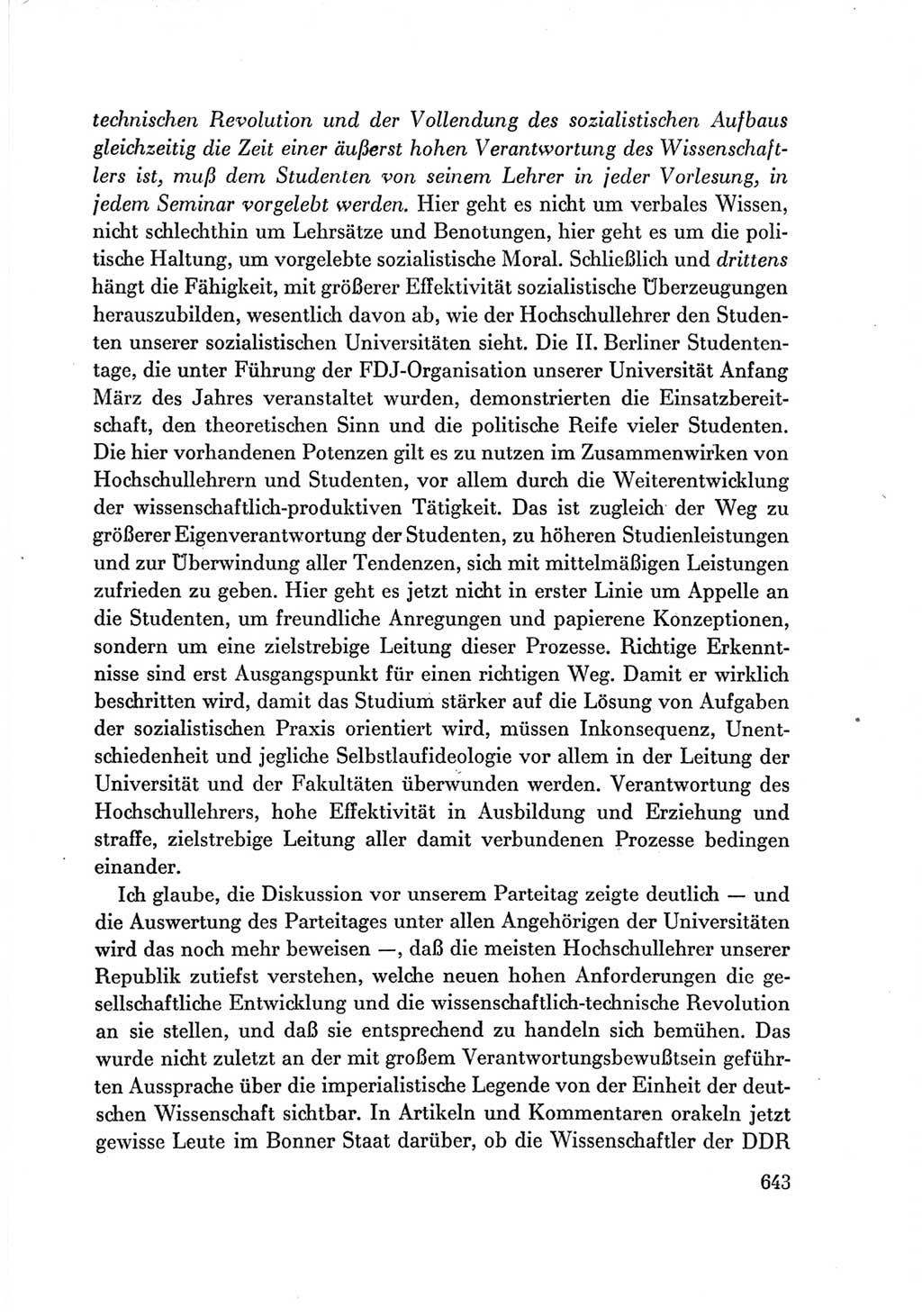 Protokoll der Verhandlungen des Ⅶ. Parteitages der Sozialistischen Einheitspartei Deutschlands (SED) [Deutsche Demokratische Republik (DDR)] 1967, Band Ⅲ, Seite 643 (Prot. Verh. Ⅶ. PT SED DDR 1967, Bd. Ⅲ, S. 643)