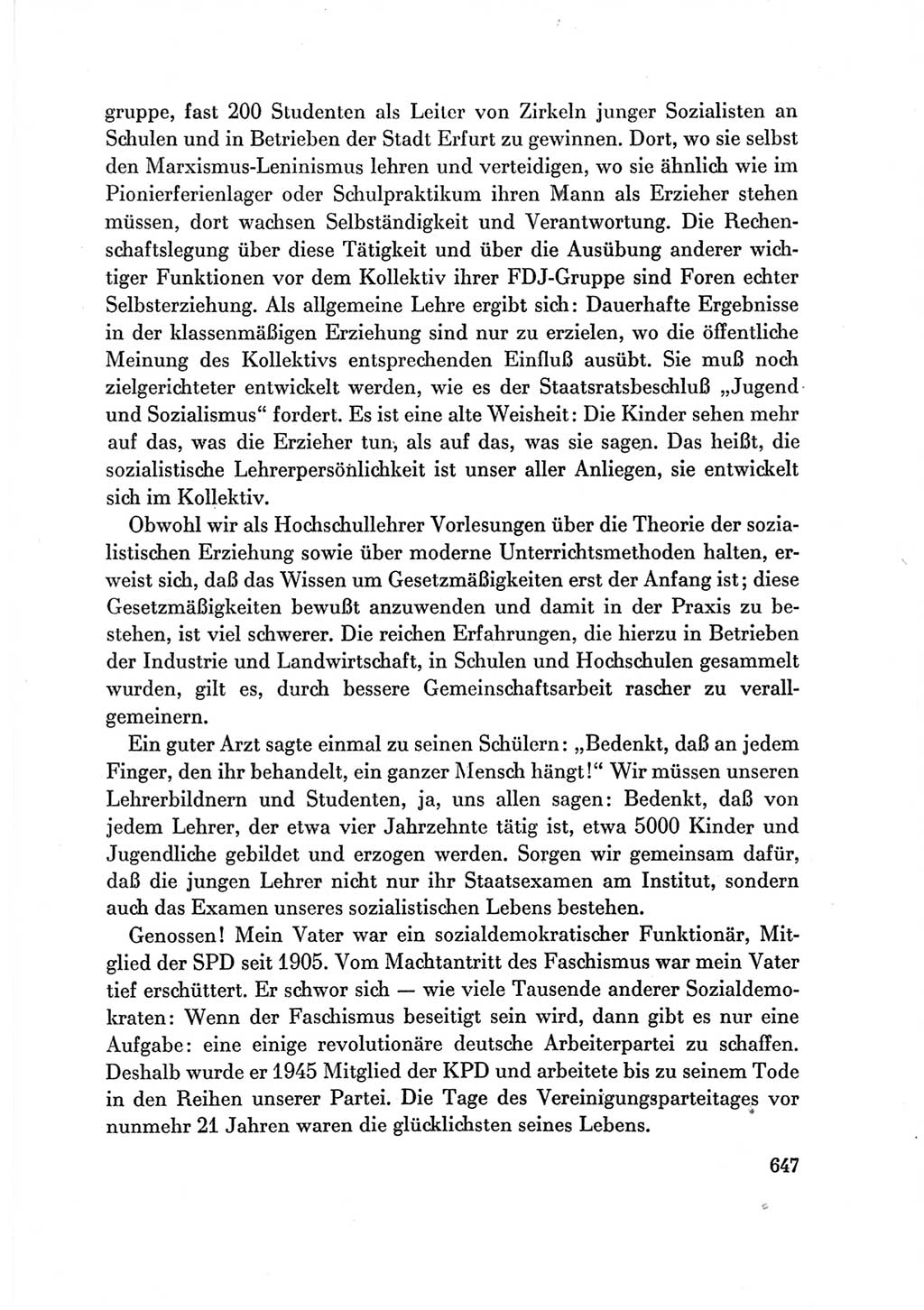 Protokoll der Verhandlungen des Ⅶ. Parteitages der Sozialistischen Einheitspartei Deutschlands (SED) [Deutsche Demokratische Republik (DDR)] 1967, Band Ⅲ, Seite 647 (Prot. Verh. Ⅶ. PT SED DDR 1967, Bd. Ⅲ, S. 647)