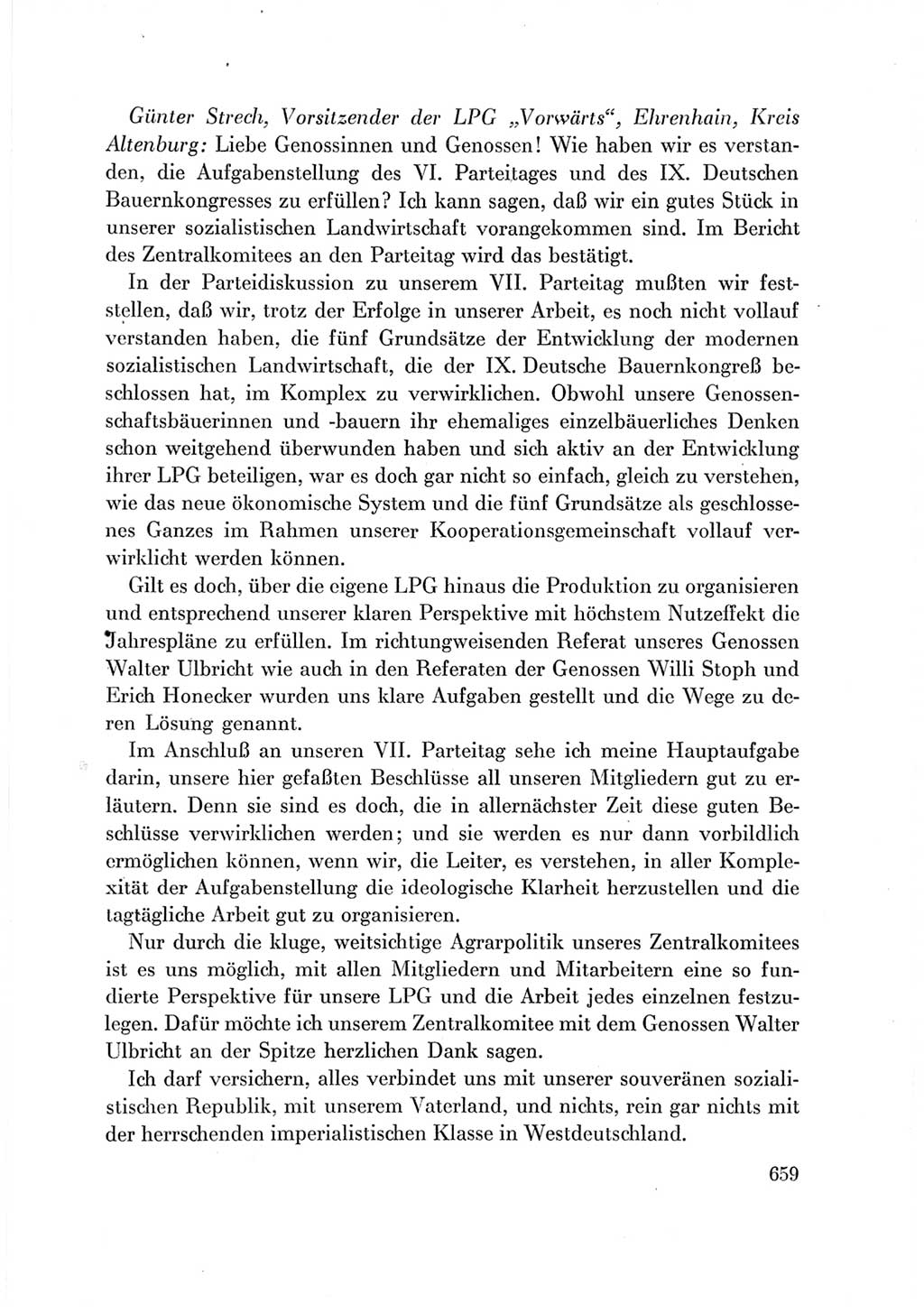 Protokoll der Verhandlungen des Ⅶ. Parteitages der Sozialistischen Einheitspartei Deutschlands (SED) [Deutsche Demokratische Republik (DDR)] 1967, Band Ⅲ, Seite 659 (Prot. Verh. Ⅶ. PT SED DDR 1967, Bd. Ⅲ, S. 659)